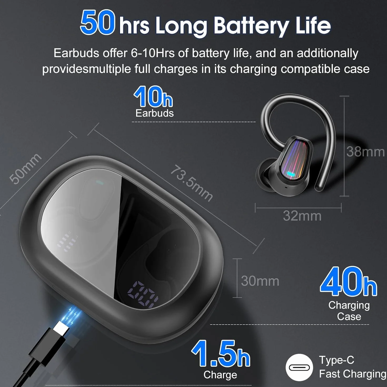 OYIB AI Cuffie Traduzione, Bluetooth 5.4 Auricolari con 164 Lingue/6 Modalità di Traduzione Nero Chiaro