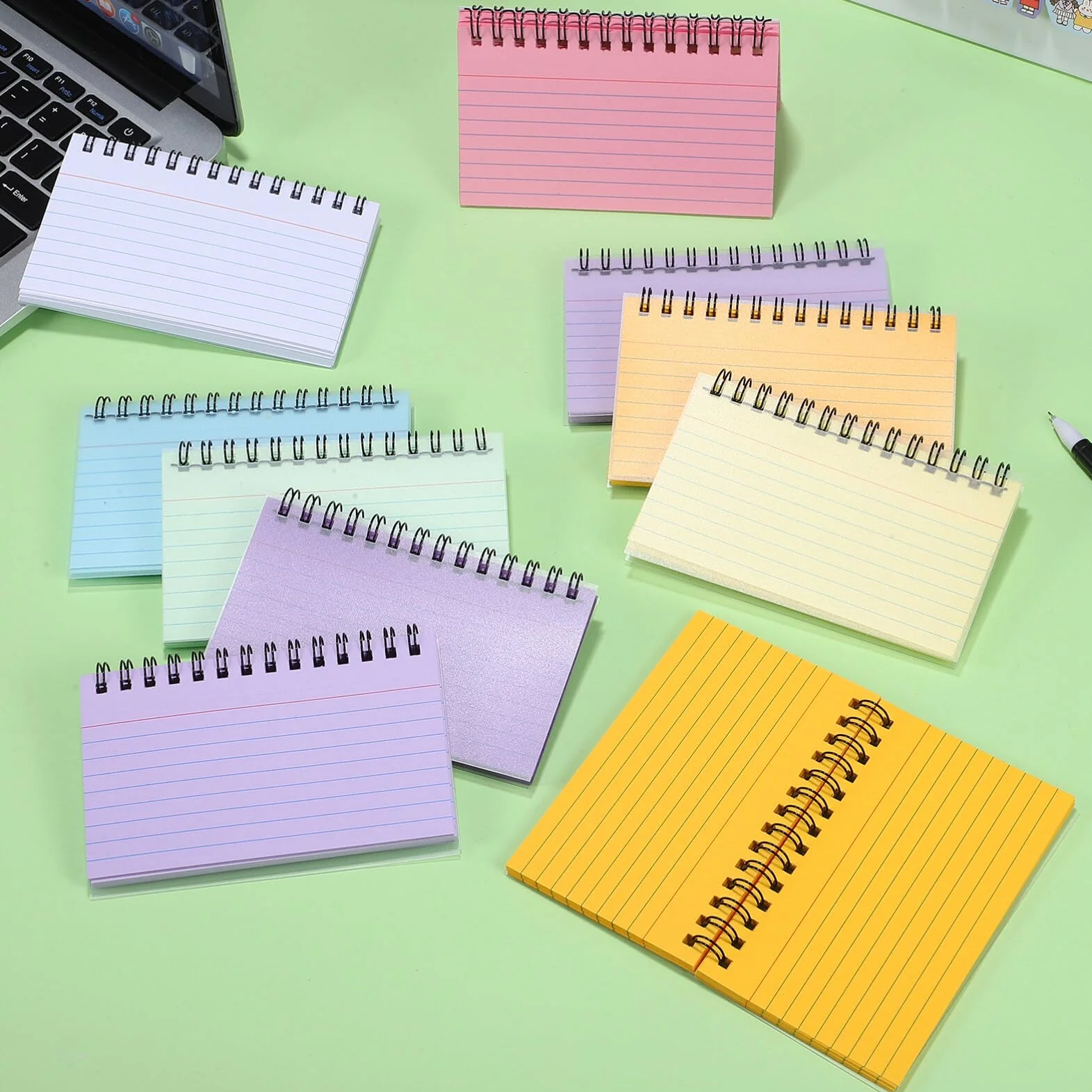 MAGICLULU 10pezzi Quaderno Spirale Schede Indice Piccole Carta Scorrevole Senza Sbavature Linee Orizzontali Per Facile Strappo Design Compatto Per Trasporto Comodo Per Ufficio Scuola Apprend