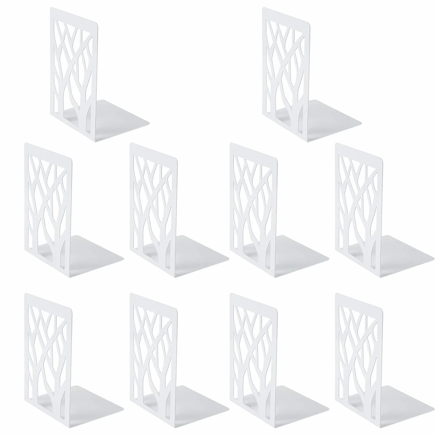 5 Paia Fermalibri per Mensole, MSDADA Reggi Libri per Libreria, Porta Libri in Metallo, Ferma Libri da Scaffale, Ufficio in Reggilibri, Fermalibri Design per Casa, Biblioteca, Scuola(Bianco)
