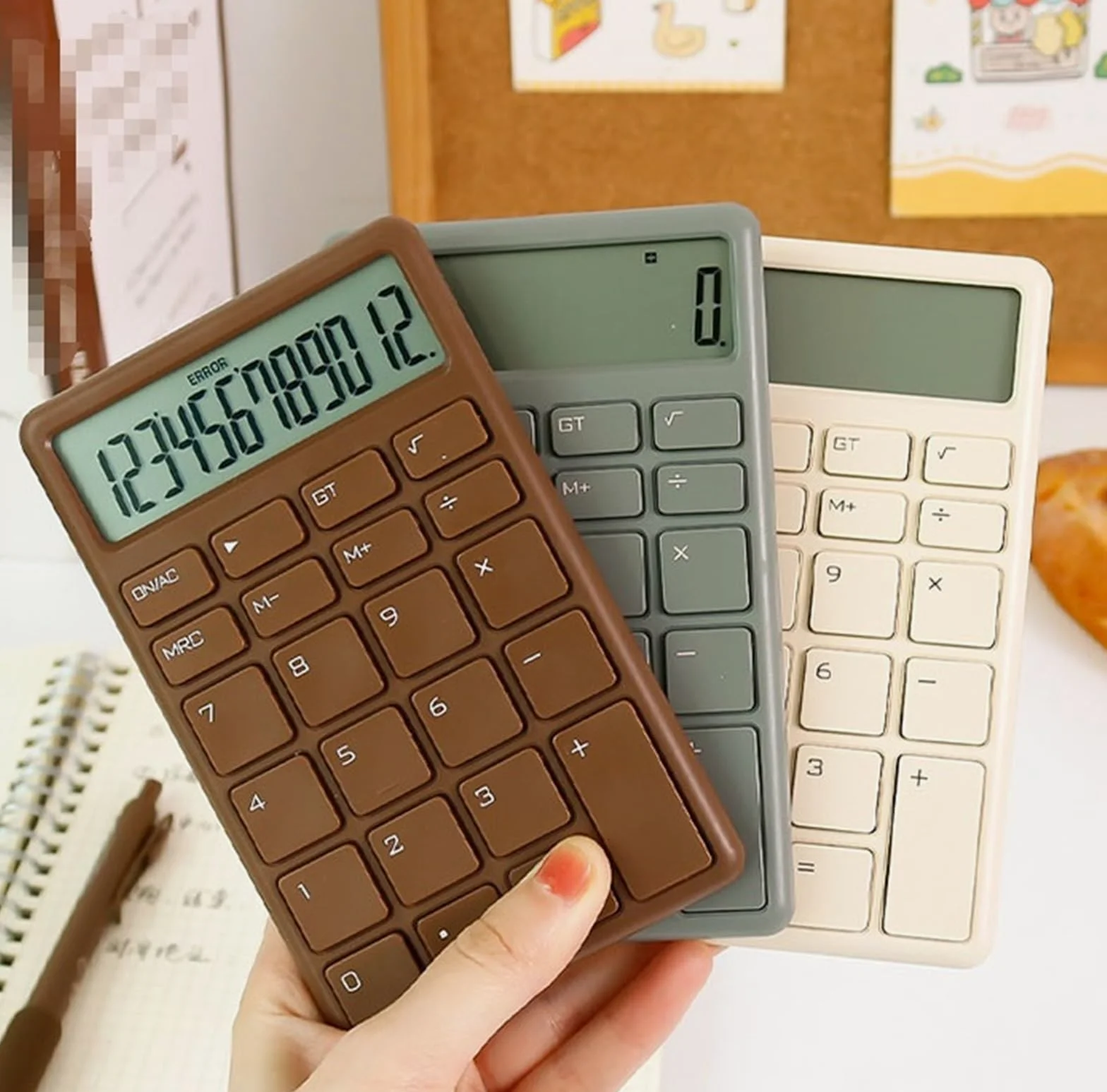 Calcolatrice Casa Ufficio Calcolatrice Multifunzionale con Display A 12 Cifre for Ufficio Finanziario Portatile for Studenti Perfetta per Scuola(Bruin)