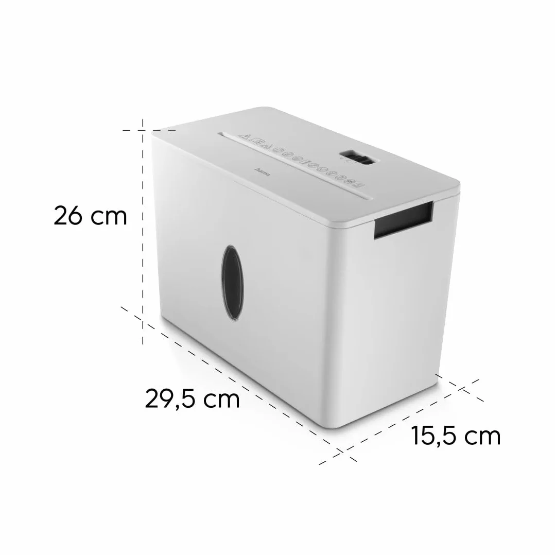 Hama Trituratore di carta, distruggidocumenti scheda, 4 fogli A4 a Volta, lame acciai, sicurezza automatica/spento, funzione di ritorno, cestino 8L, sicurezza P4 T4 E3, bianco