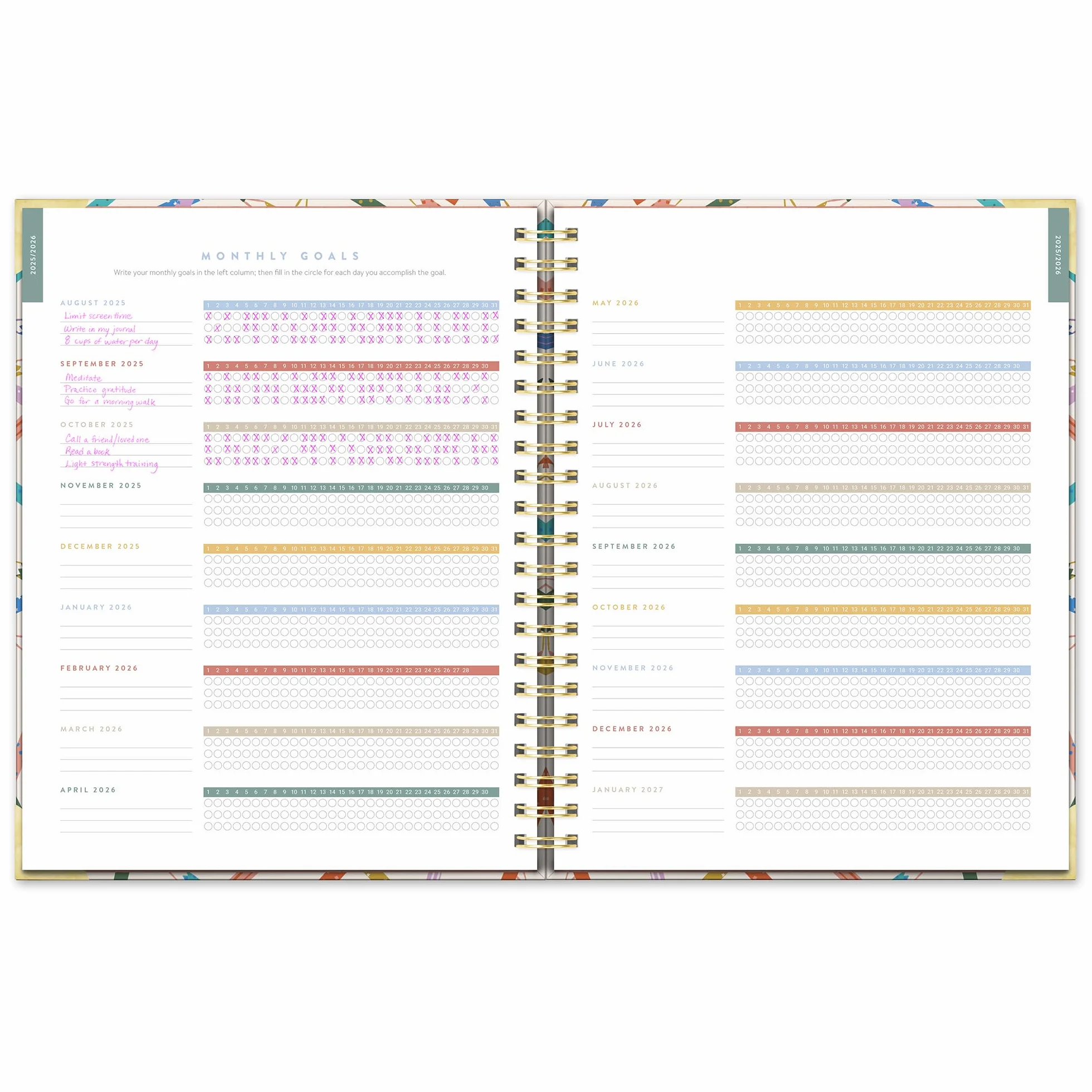 Orange Circle Studio Agenda 2026, per segnare il tuo segno, agenda a spirale extra large Deluxe, settimanale e mensile, per scuola o lavoro, appuntamenti, budget e traguardi
