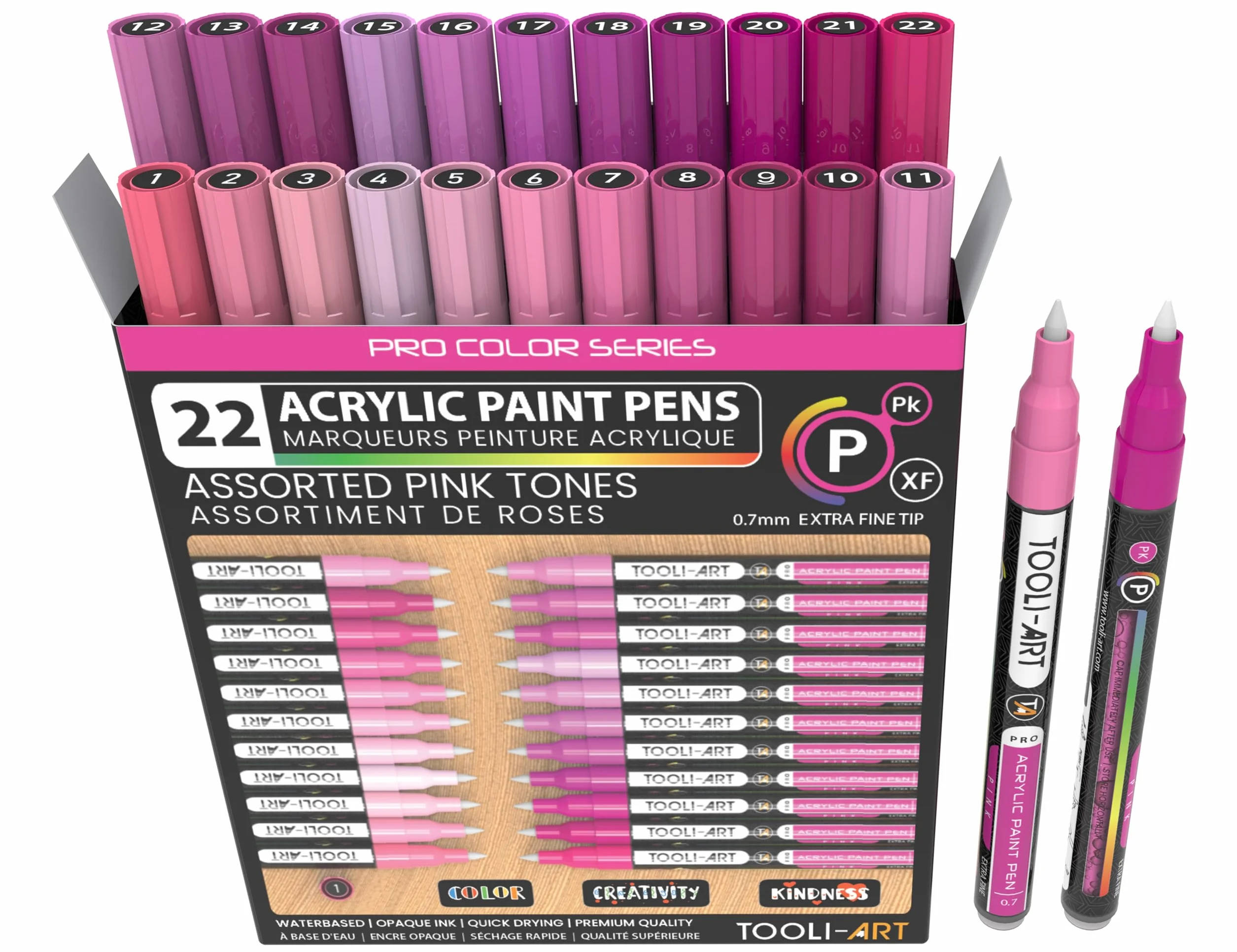 Marcatori Pro Penne per Pittura Acrilica 22 Tonalità Rosa Punta Extra Fine 0,7 mm