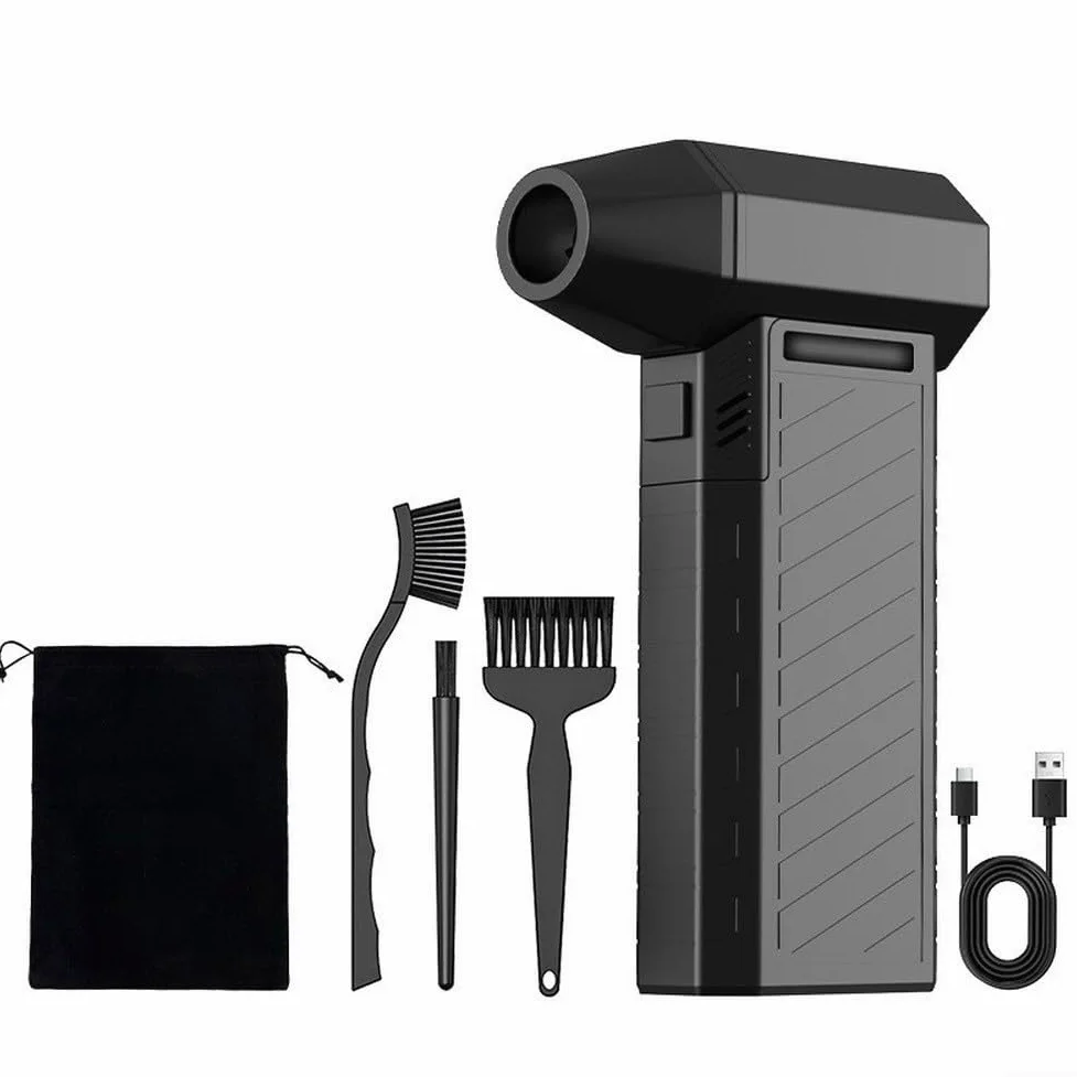 Soffiatore elettrico ricaricabile ad aria compressa senza fili, 150000 giri/min, 8000 mAh, per tastiera portatile, interni auto, strumento di pulizia portatile con 8 accessori (CL02)