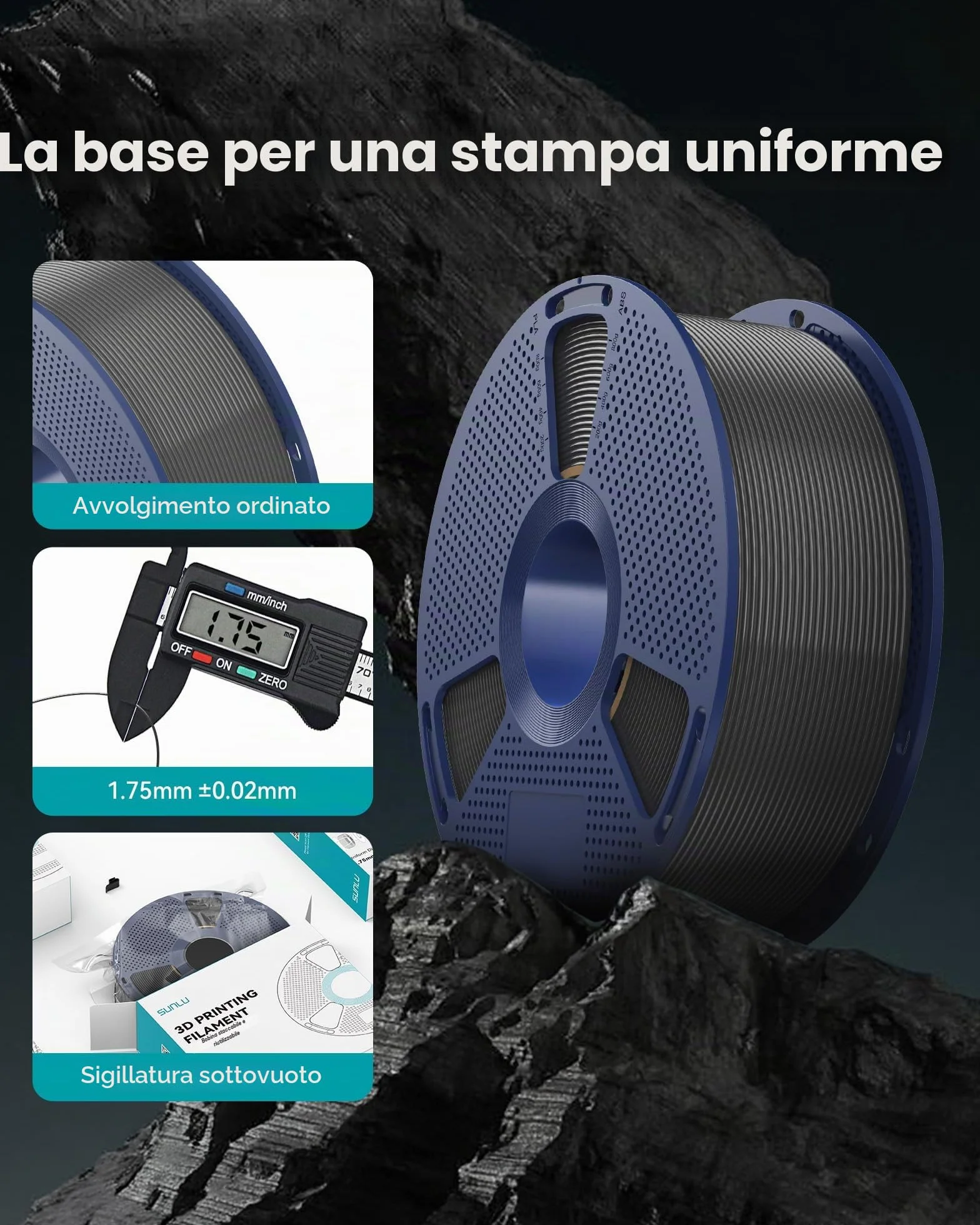 SUNLU Filamento PETG 1,75 mm per Stampante 3D, Alta Resistenza, Flessibilità