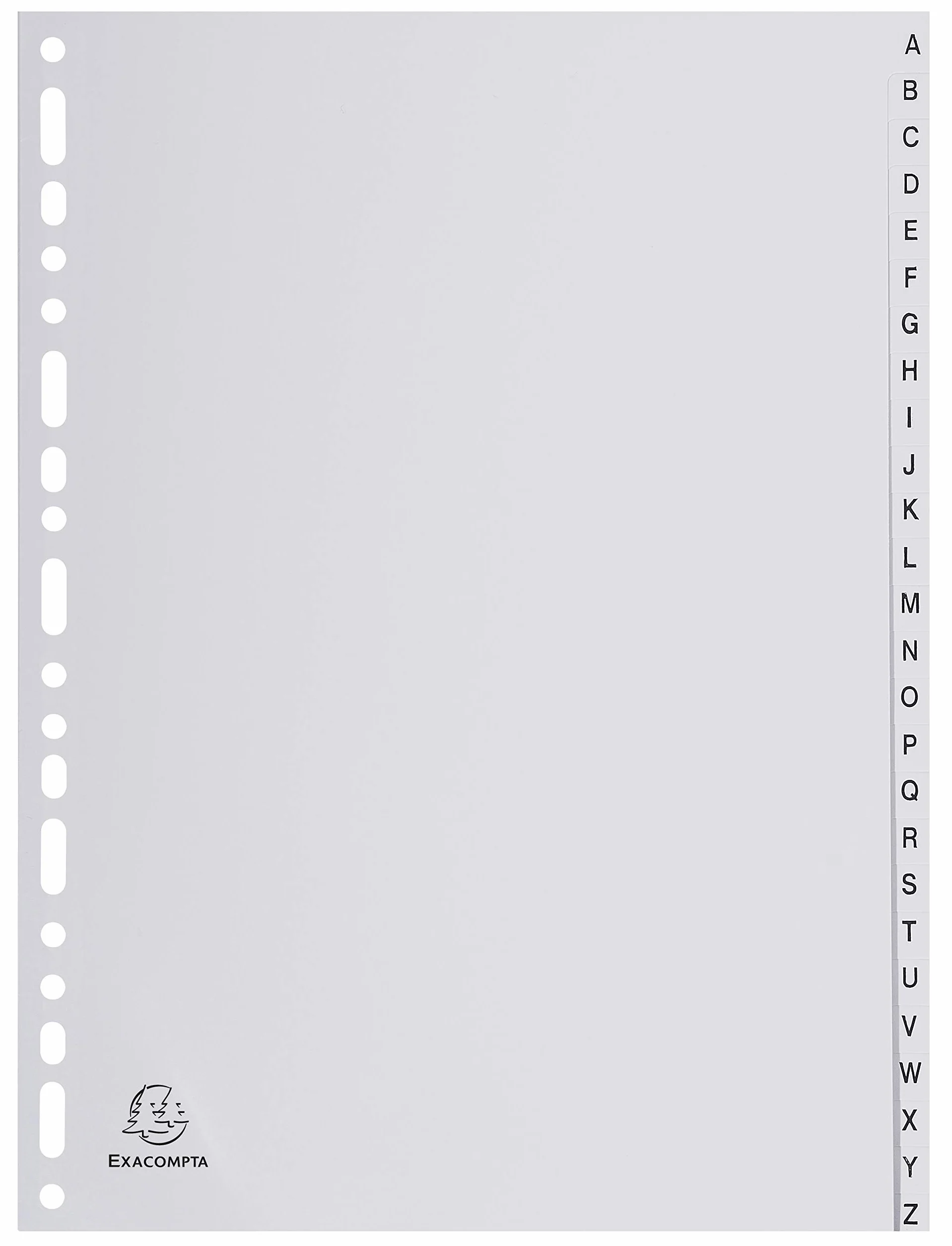 Exacompta Divisorio grigio polipropilene riciclato 26 tasti alfabetici A-Z A4 22,5x29,7cm Ange Bleu
