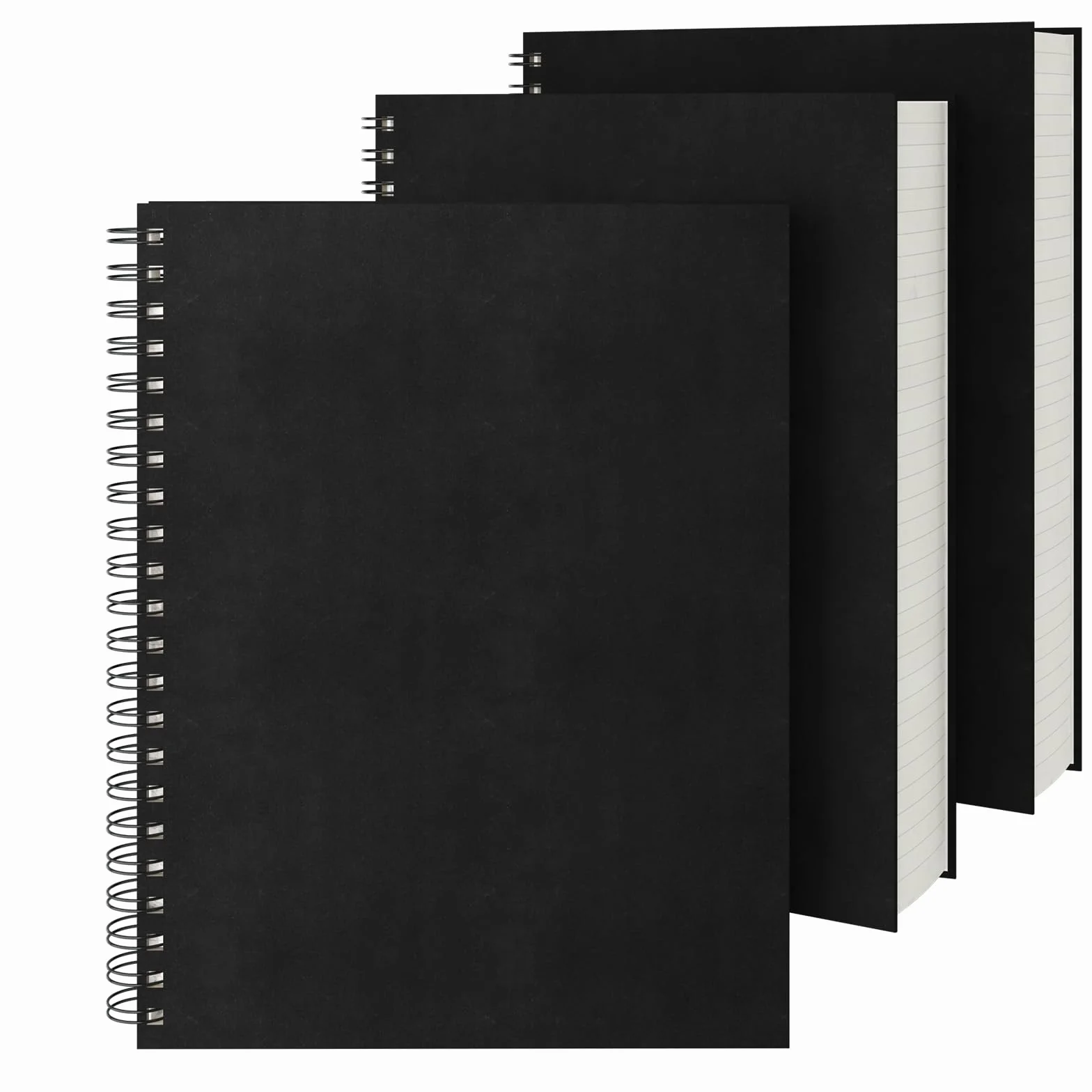 EUSOAR Quaderno a spirale grande, confezione da 3 quaderni A4 21,1 x 28,4 cm, copertina rigida, a righe, 240 pagine (120 fogli), quaderni professionali per appunti fai da te, diari scolastici e