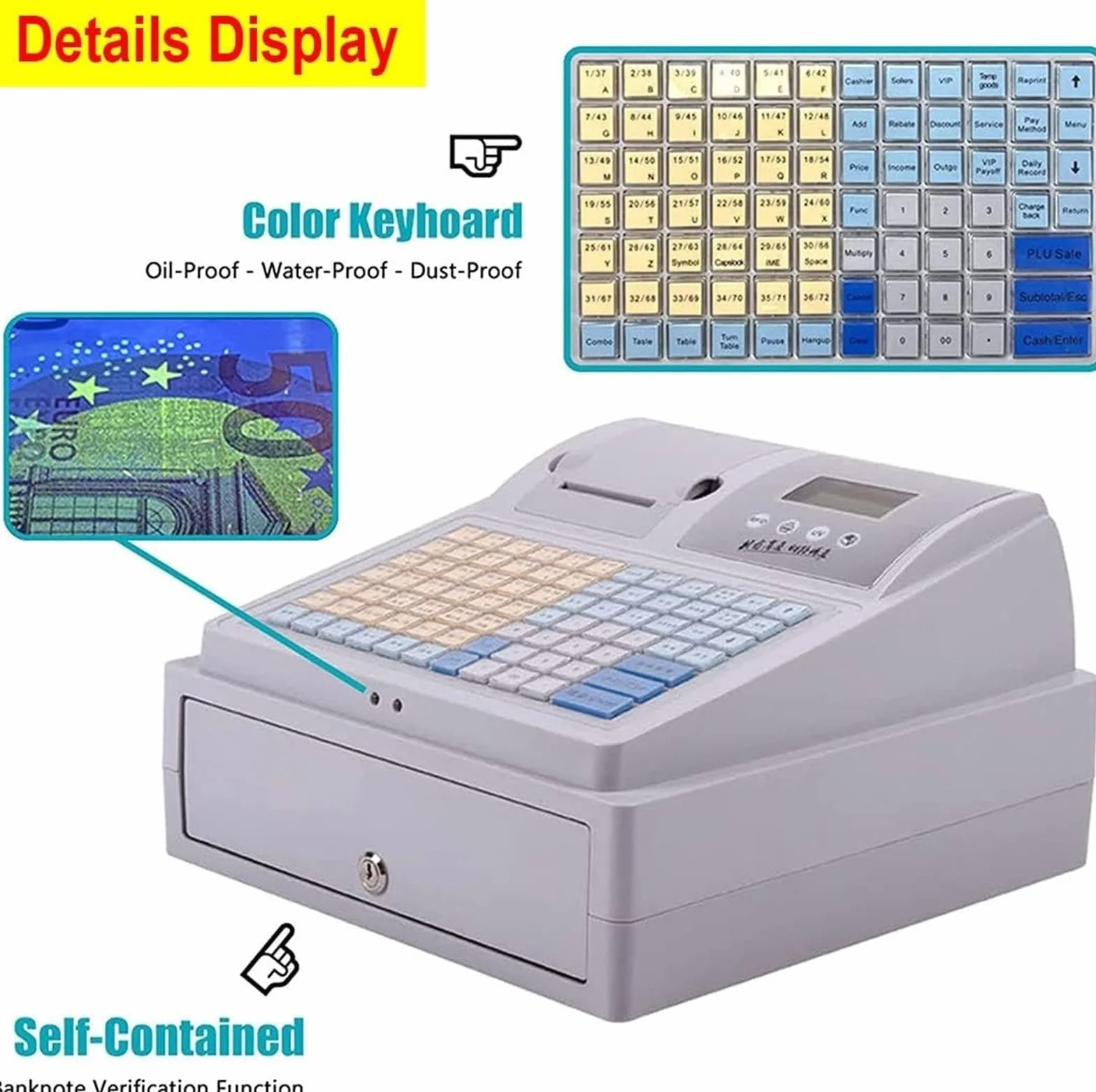 Registratore di cassa elettronico POS con display LED, Cassa elettronica Registratore di cassa Gastronomia al dettaglio Sistema di cassa solido Cassetto di cassa