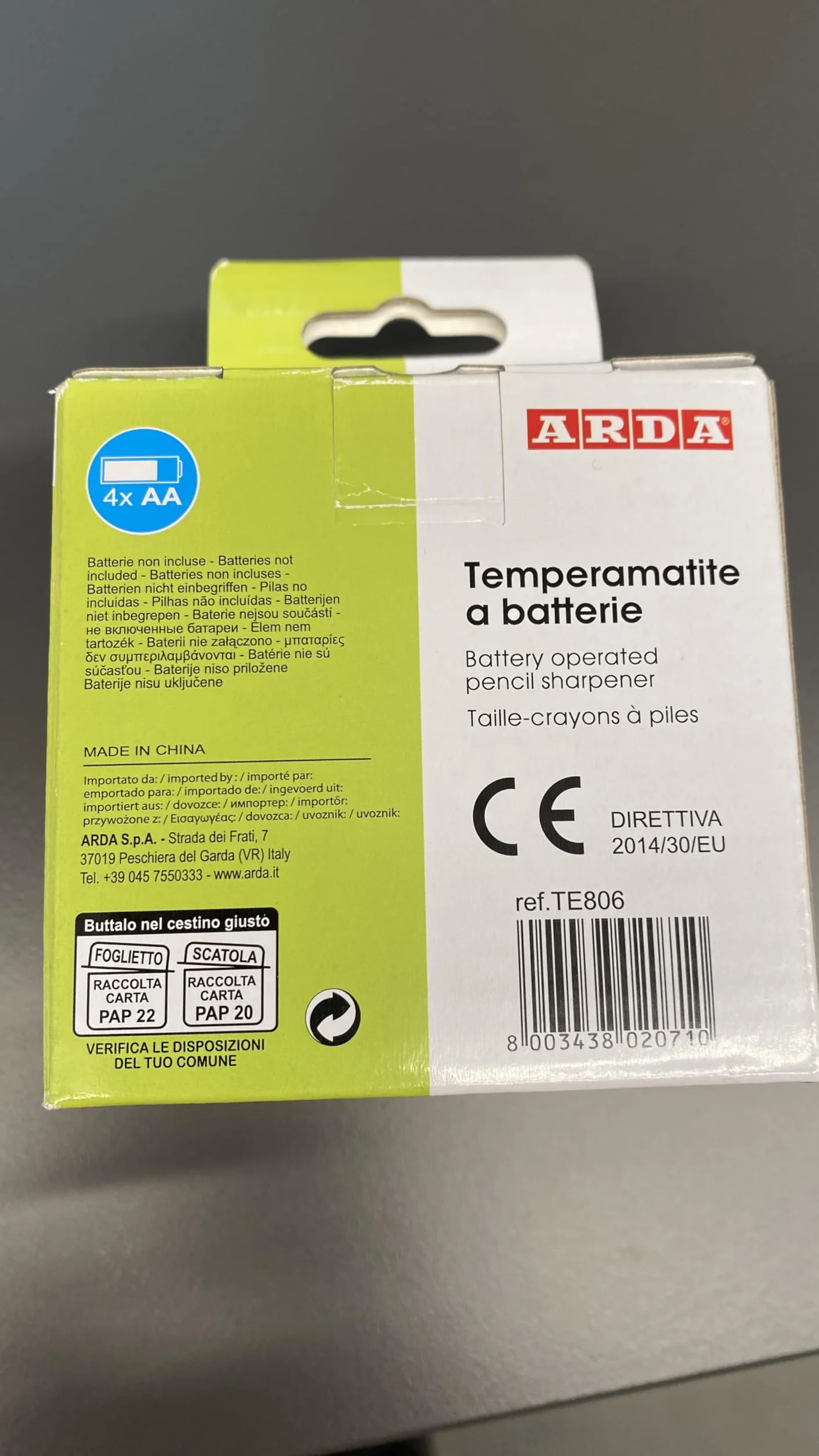 Temperamatite Elettrico ARDA a Batteria per Matite