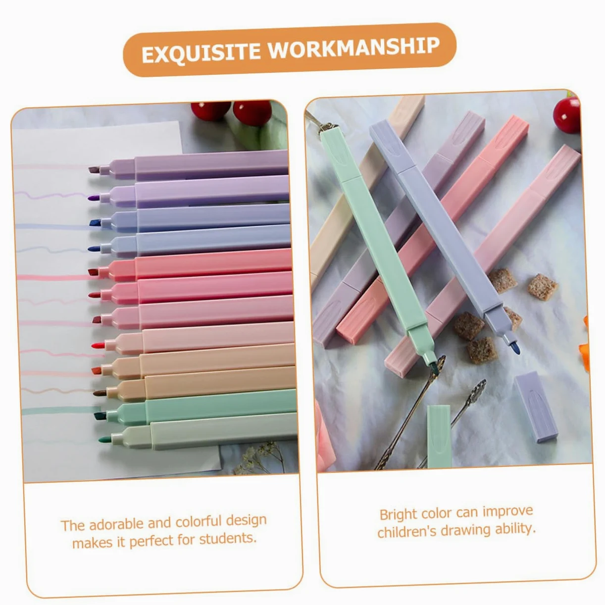 NUOBESTY 24pezzi Pennarelli Evidenziatori Doppia Punta Colorati Perfetti Per Studio e Ufficio Design Adorabile Per Studenti Per Sottolineare e Annotare Note Importanti