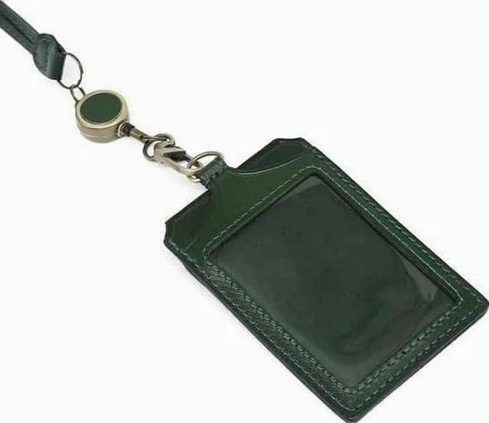 Portabadge Id Card, Badge identificativo cordino for il collo lavoro d'ufficio in vera pelle portatile fatto a mano verticale borsa identità bus porta carte di credito tag semplice