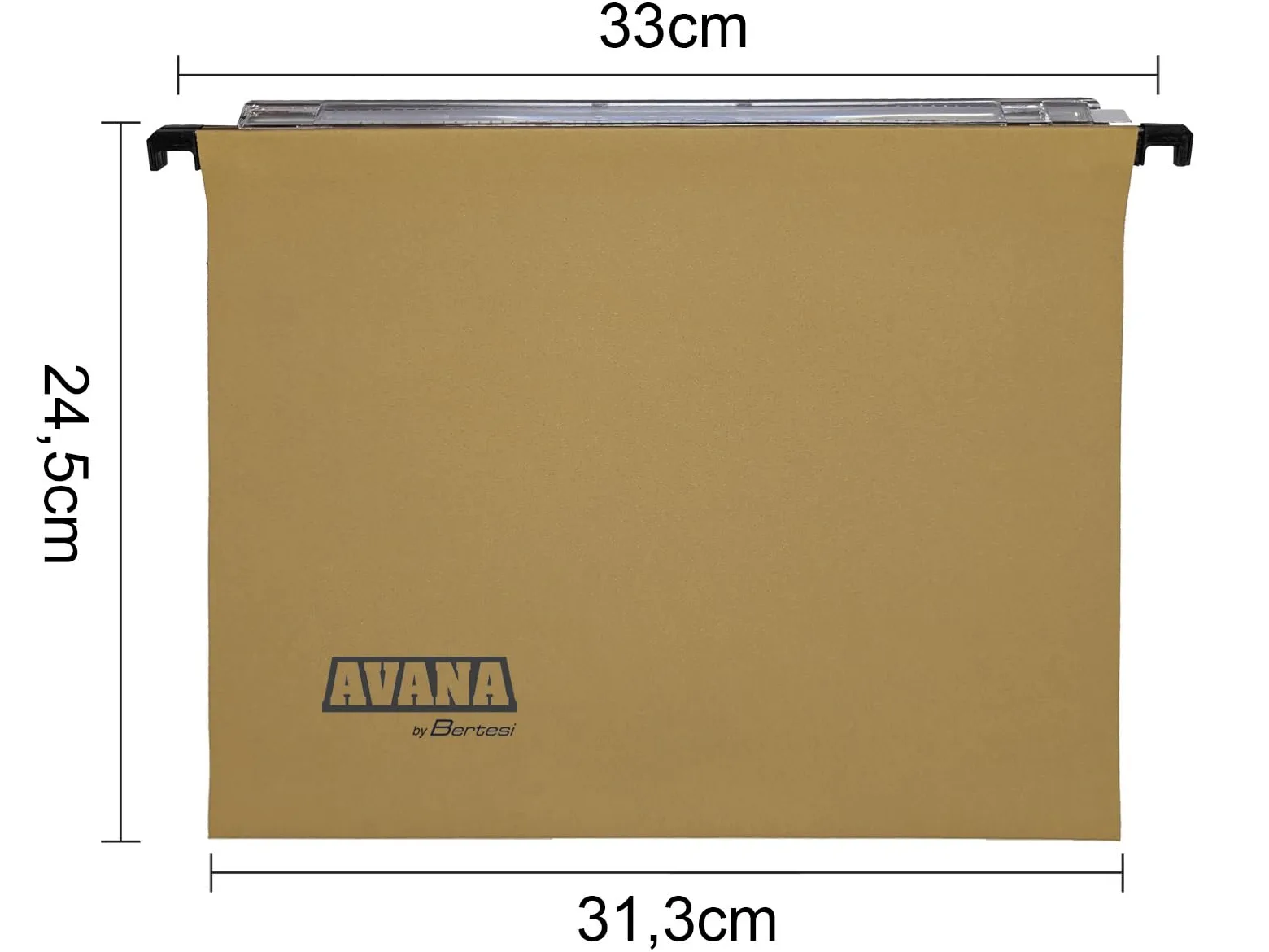Cartelle sospese orizzontali per cassetti AVANA 33 cm fondo a V avana