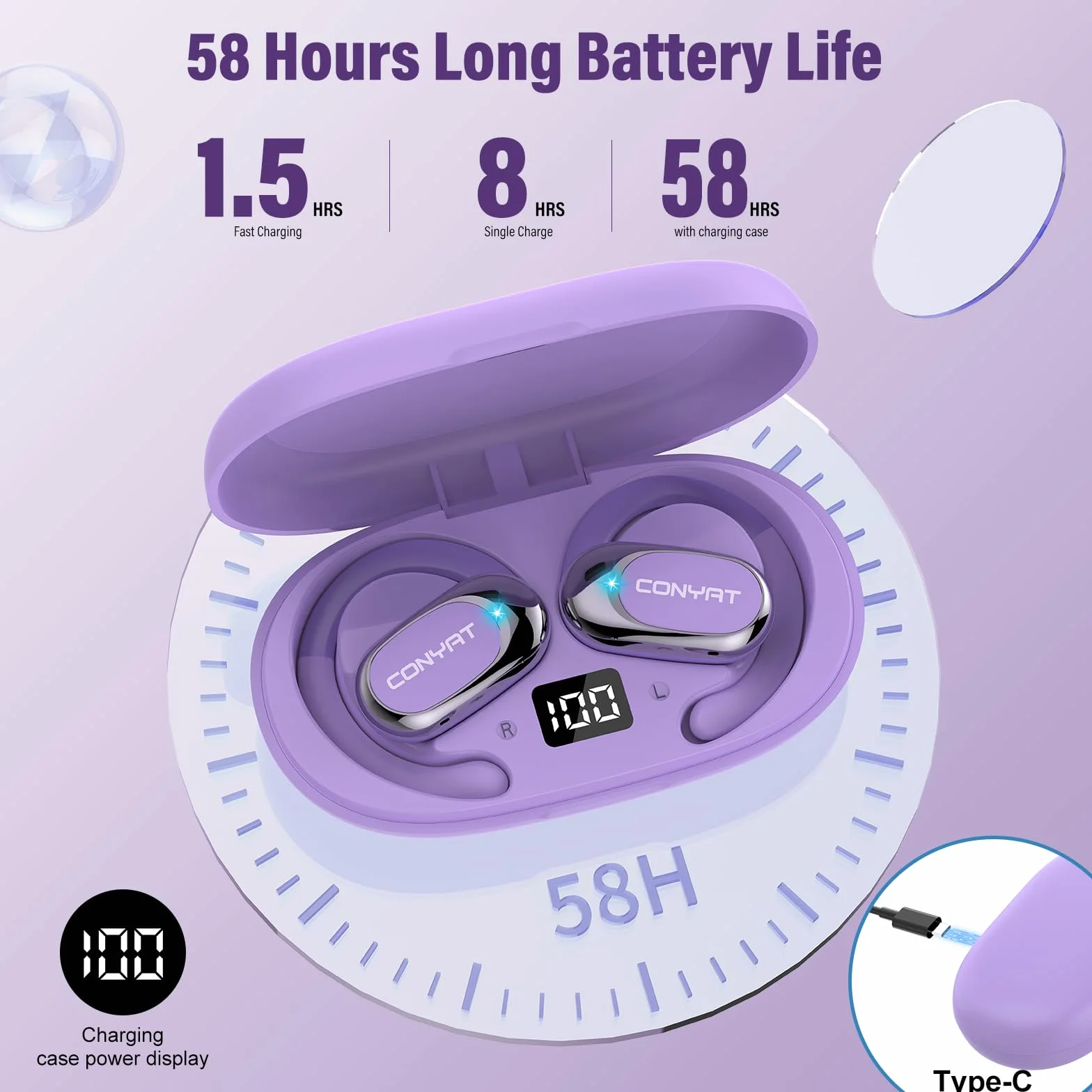 Cuffie Traduttore Simultaneo Vocale con 7 Modalità, Bluetooth 5.4 Auricolari traduttori in Tempo reale con 164 Lingue Viola