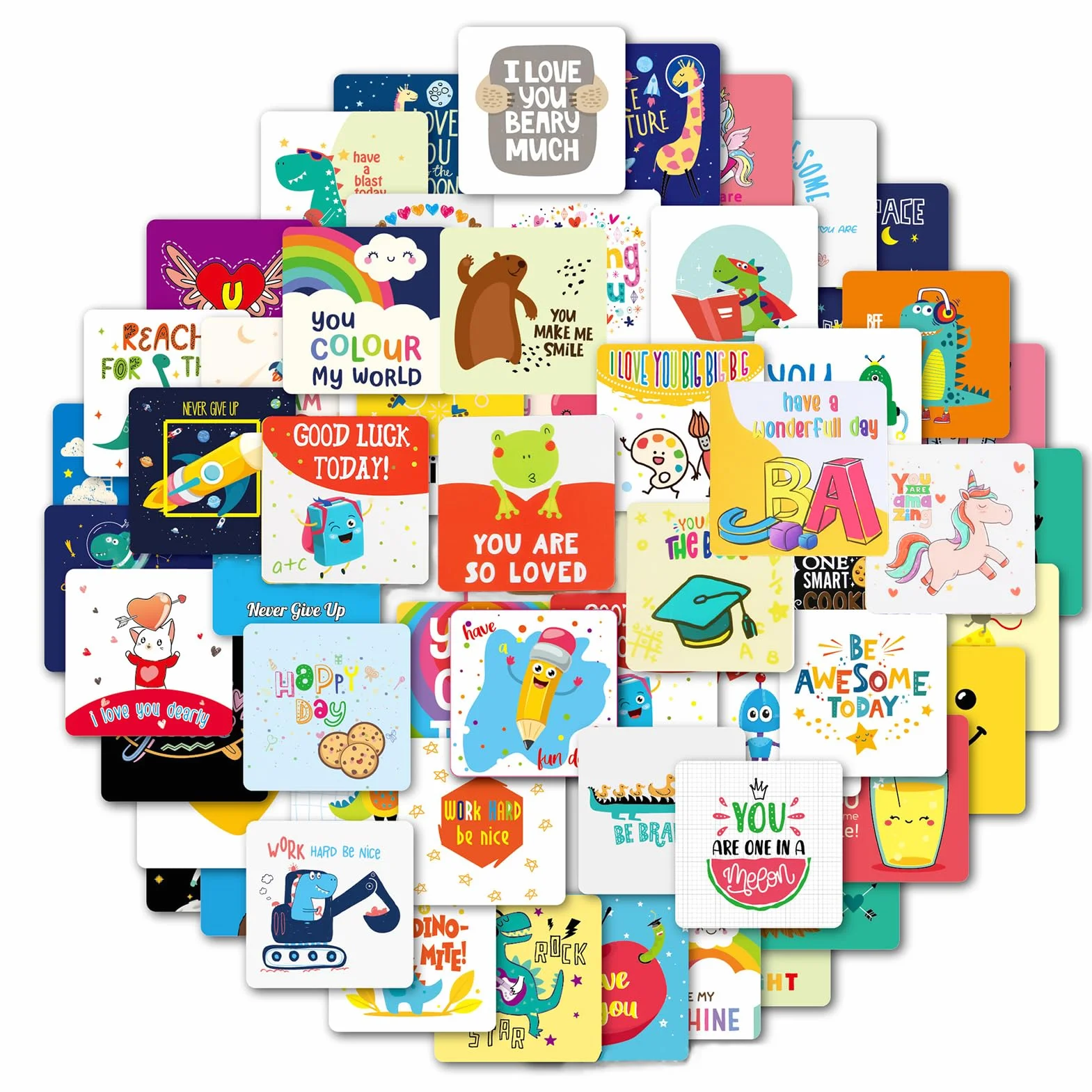Bento lunchbox per bambini 60 biglietti affermazione positiva scuola asilo motivazionali