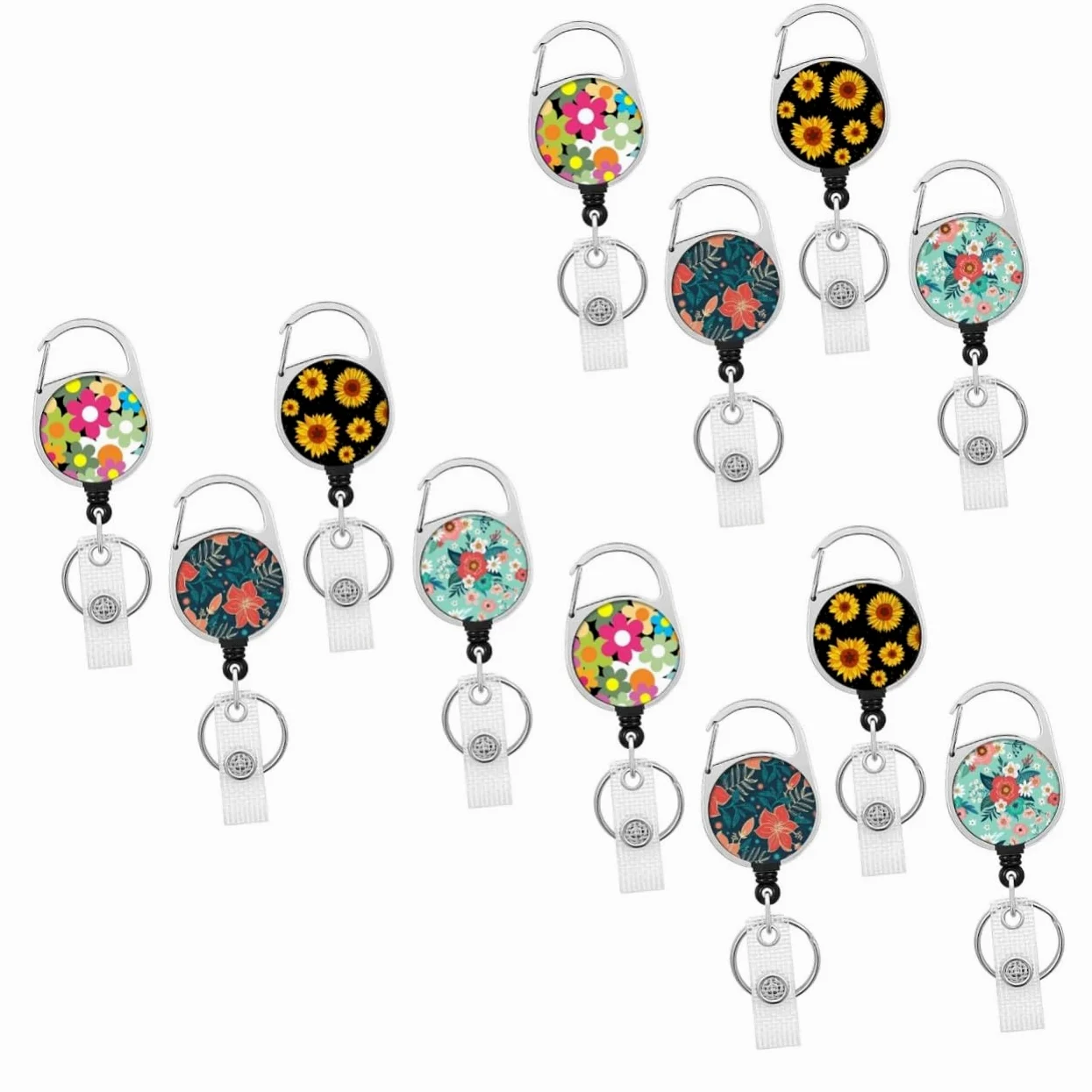 VILLCASE 3 Set di Porta Badge con Motivo Floreale dal Design Minimalista Facili da Usare con Fibbie Decorative per Badge Porta Badge per Cartellini Porta Portatili 4 Pezzi*3