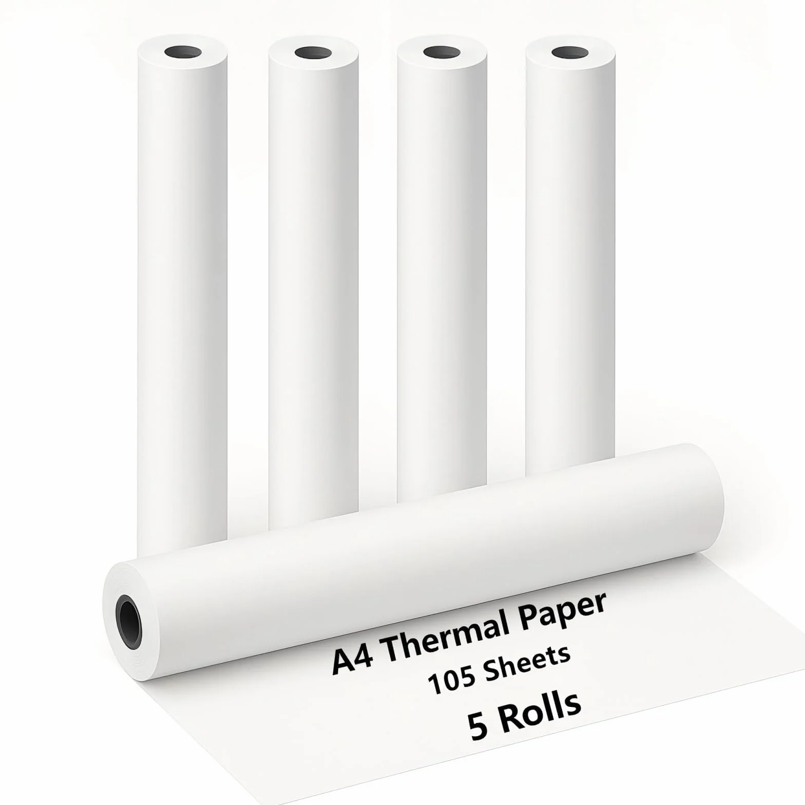 Carta Termica A4 Senza BPA per Stampante Portatile, 5 Rotoli, 21 fogli/rotolo, 21cm x 6.2m