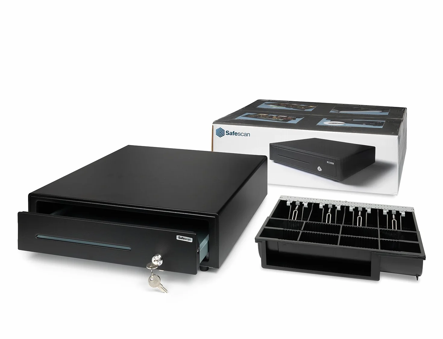 Safescan SD-4141 cassetto per soldi conserva i contanti - Cassa cassetto con 4 scomparti per banconote e 8 per monete - Connessione RJ-12 - Cassetto registratore di cassa 41 x 41,5 x 11,5 cm