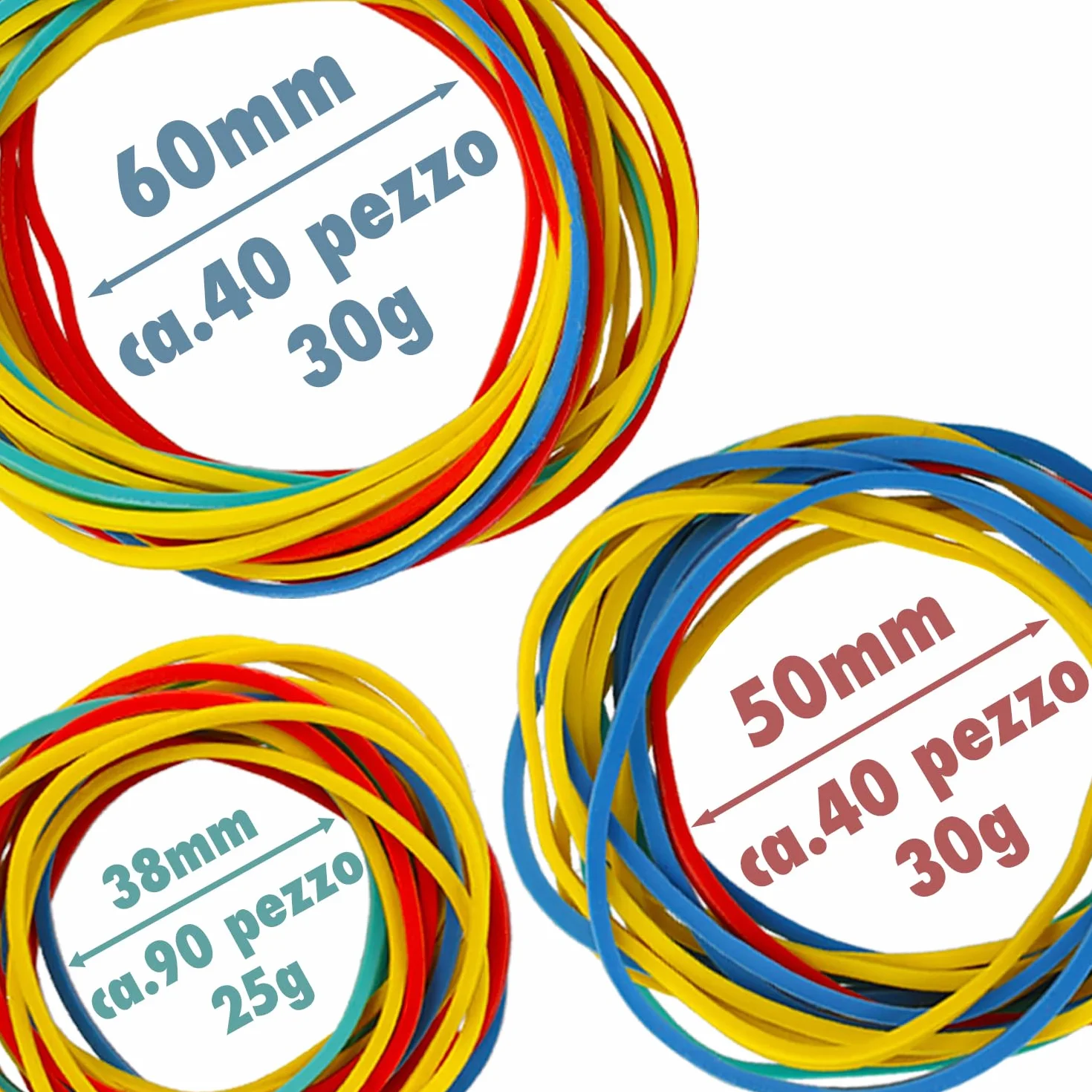 Westcott Elastici 80 g, 170 elastici colorati, Ø 60-38 mm, E-10581 00