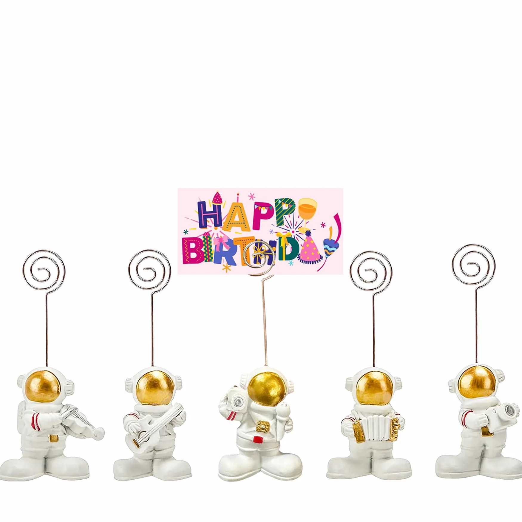 5 porta biglietti da visita con astronauta, decorazione a tema spaziale, porta cartoline, memo, per matrimoni, decorazioni da scrivania, regali di compleanno