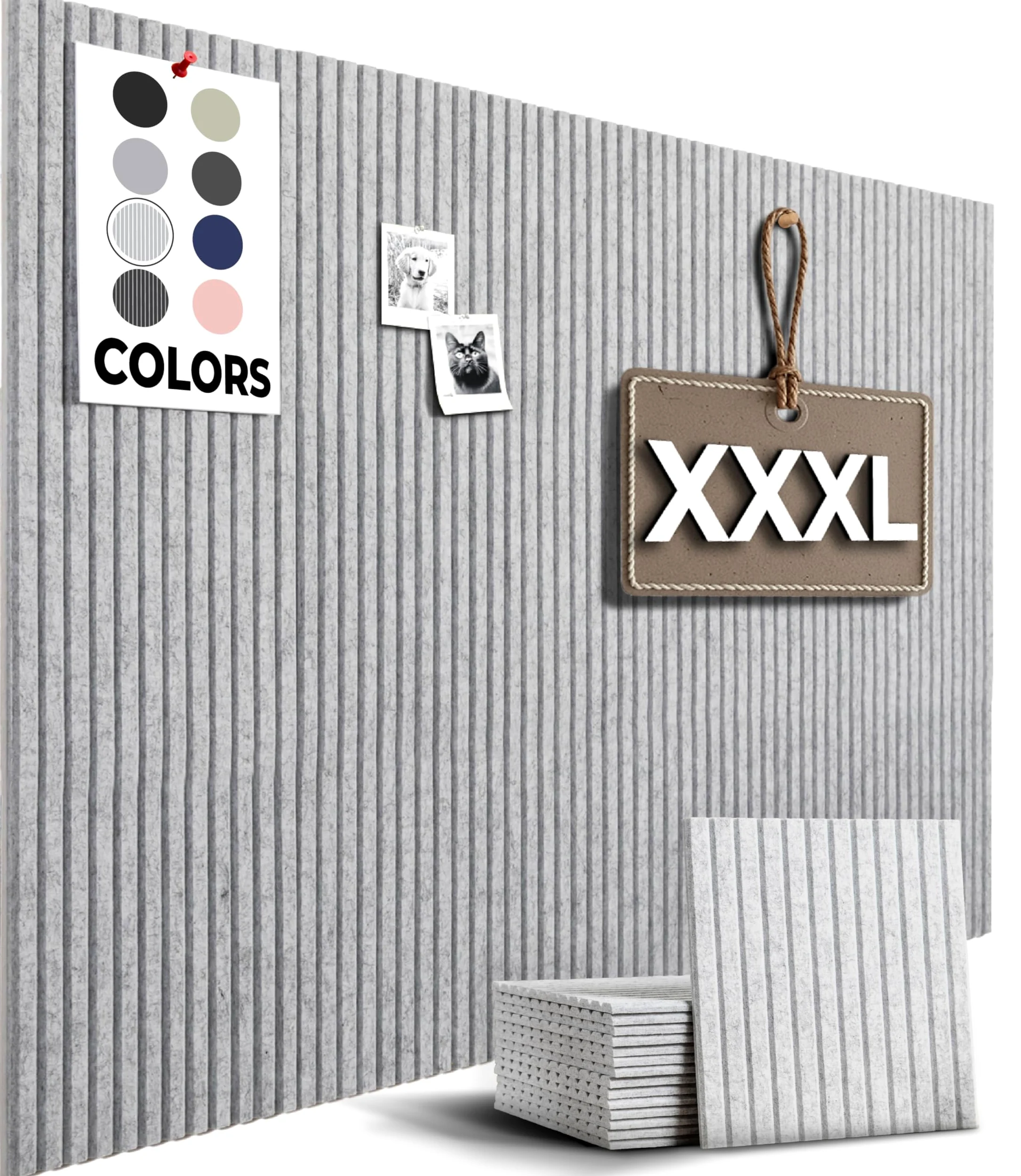 Piastrelle in sughero grandi alternative – Confezione da 15 piastrelle da parete in feltro da 30 x 30 cm + adesivo rimovibile, bacheca in sughero, grande bacheca, pannelli da parete, bacheca