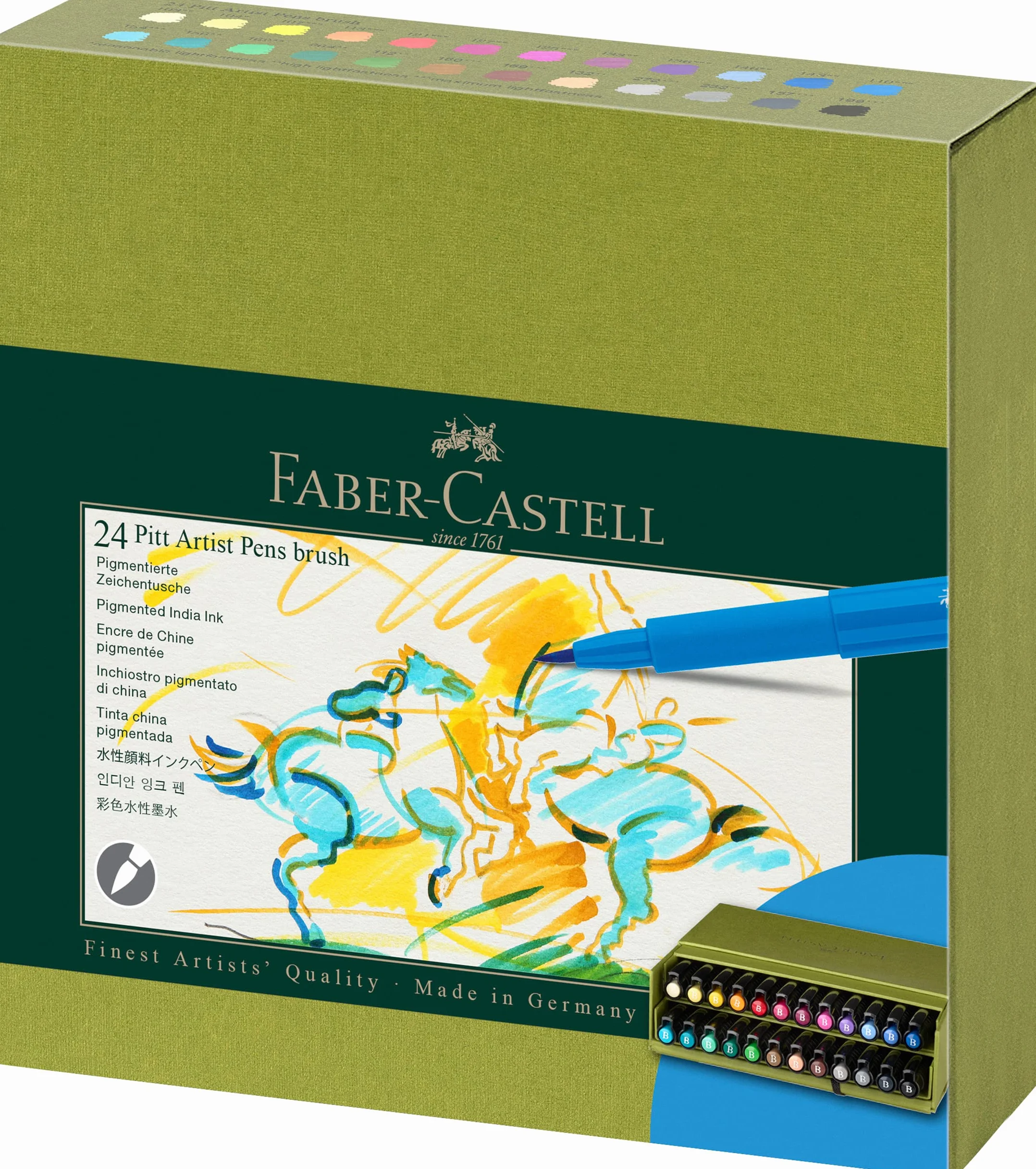 Faber-Castell - Pennarelli Pitt Artist Pen Brush, confezione da 24 pezzi | Inchiostro da disegno resistente all’acqua e alla luce, pennarelli a pennello per illustrazioni e progetti creativi