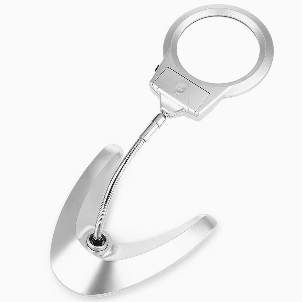 Lente d'Ingrandimento Pieghevole a LED, Lampada da Tavolo Pieghevole da Donna con Supporto in Metallo, Lente d'Ingrandimento con Scala, Nuvole di Buon auspicio