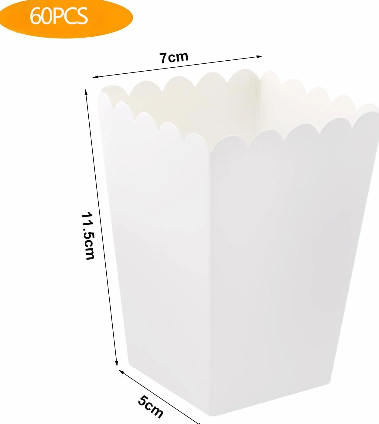 60 białych pudełek na popcorn małe kino przekąski