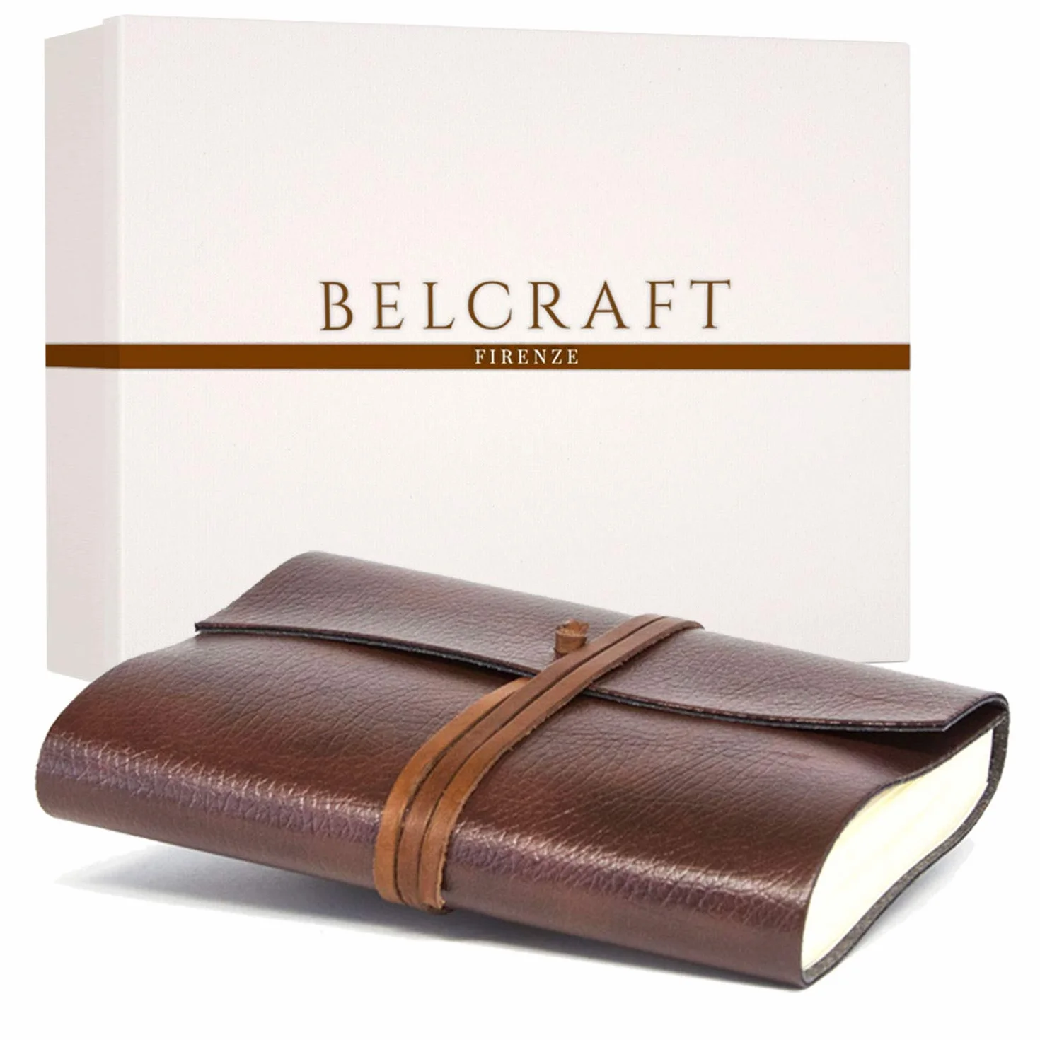 Belcraft Tivoli Diario/Taccuino in Pelle riciclata con Blocco Intercambiabile, Realizzato a mano da Artigiani Toscani, Include Scatola Regalo, A5 (15x21 cm) Marrone (Marrone)