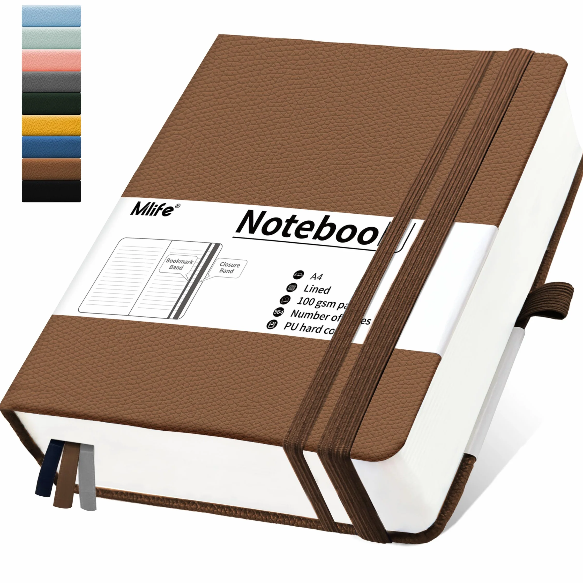Mlife Quaderno A4 righe 360 pagine 100 g/m² Marrone