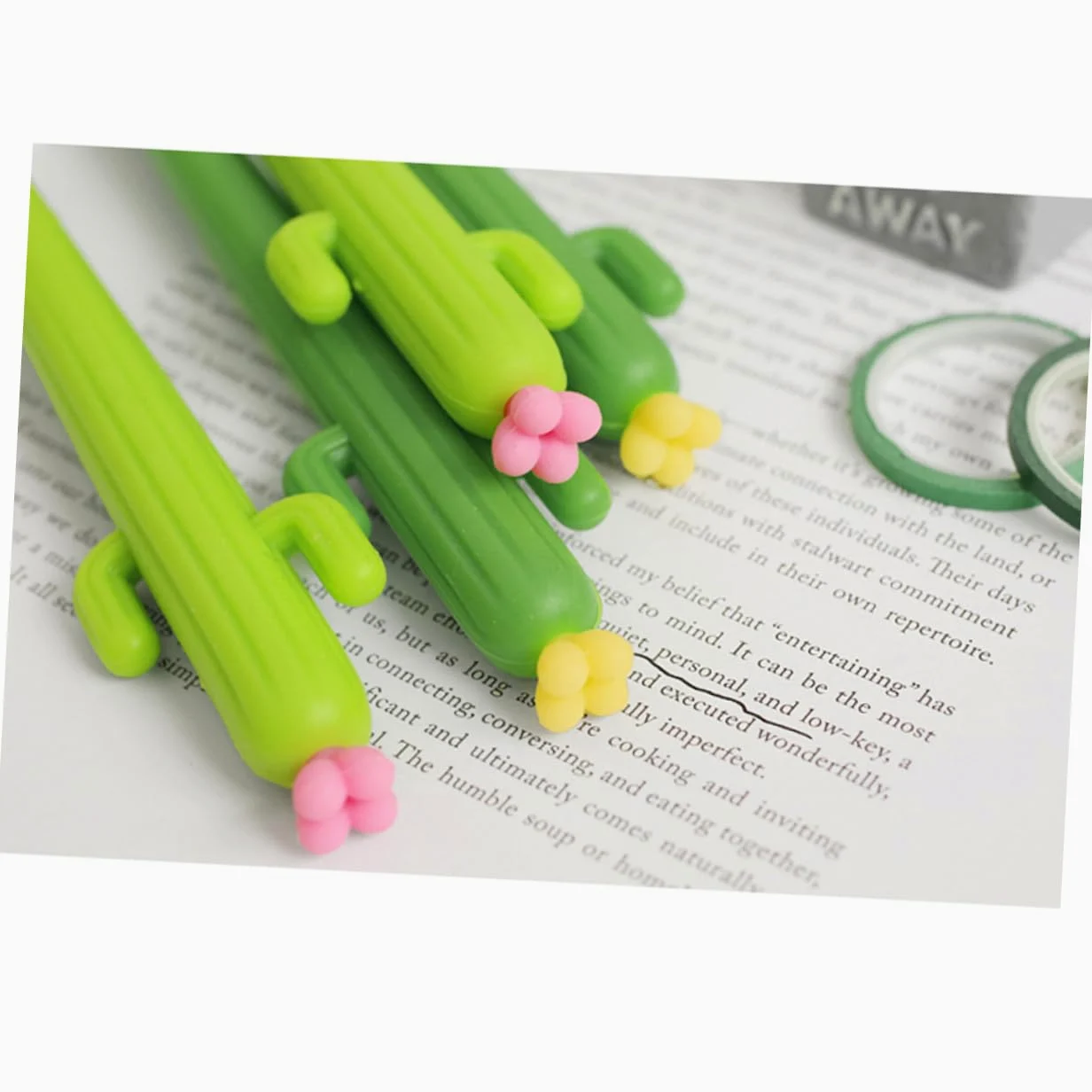 Penna Gel a Cactus 0, 5mm Nera 24 Pezzi in Plastica | Verde, Punta Fine e Formato Portatile, per Ragazzo Ragazza e Ragazzi, Idea Regalo per Compleanno