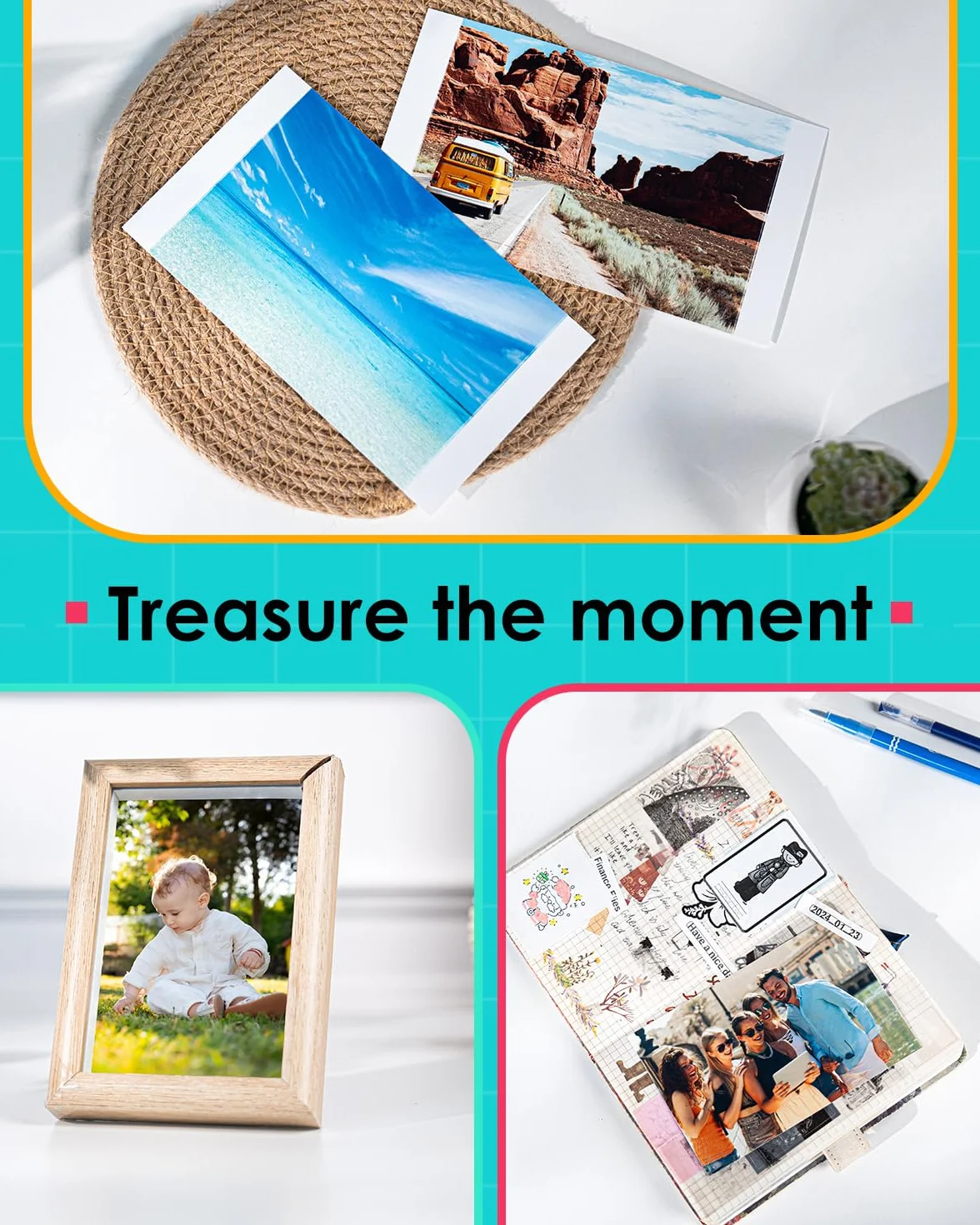Liene Amber M100/M200/M110/M210 4"x6" Carta Fotografica LP-80 10x15cm Pacchetto 80 + 2 Cartucce Inchiostro