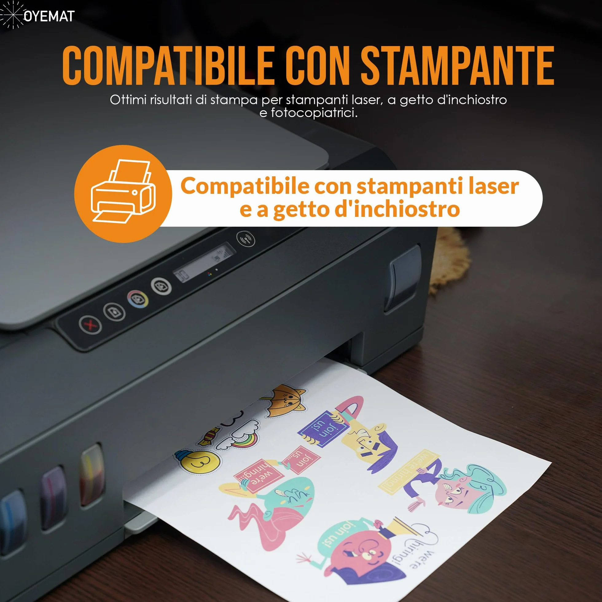 Carta Adesiva A4 50 Fogli 297x210 mm Etichette Stampabili per Stampanti Laser e Getto d'Inchiostro