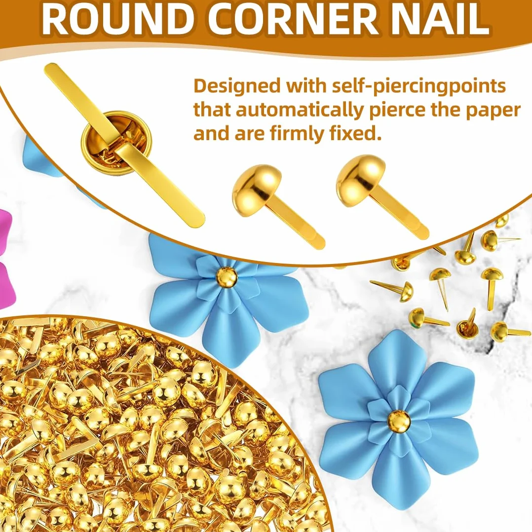 Fermacampioni Piccoli Metallo Dorato Clip a Doppio Piede a Testa Rotonda 300 Pezzi per Scrapbooking Fai da Te