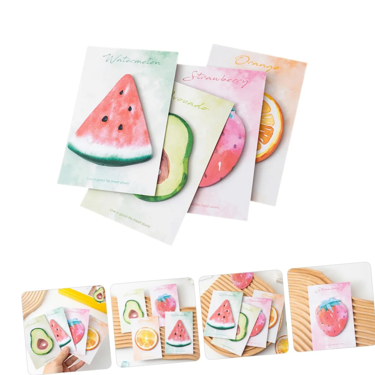 ARTIBETTER 4 Pezzi 8 Note adesive a forma di frutta pastiglie colorato divertente taccuini di uso quotidiano adesivi promemoria scolastici taccuini compatti nota adesivo Carta