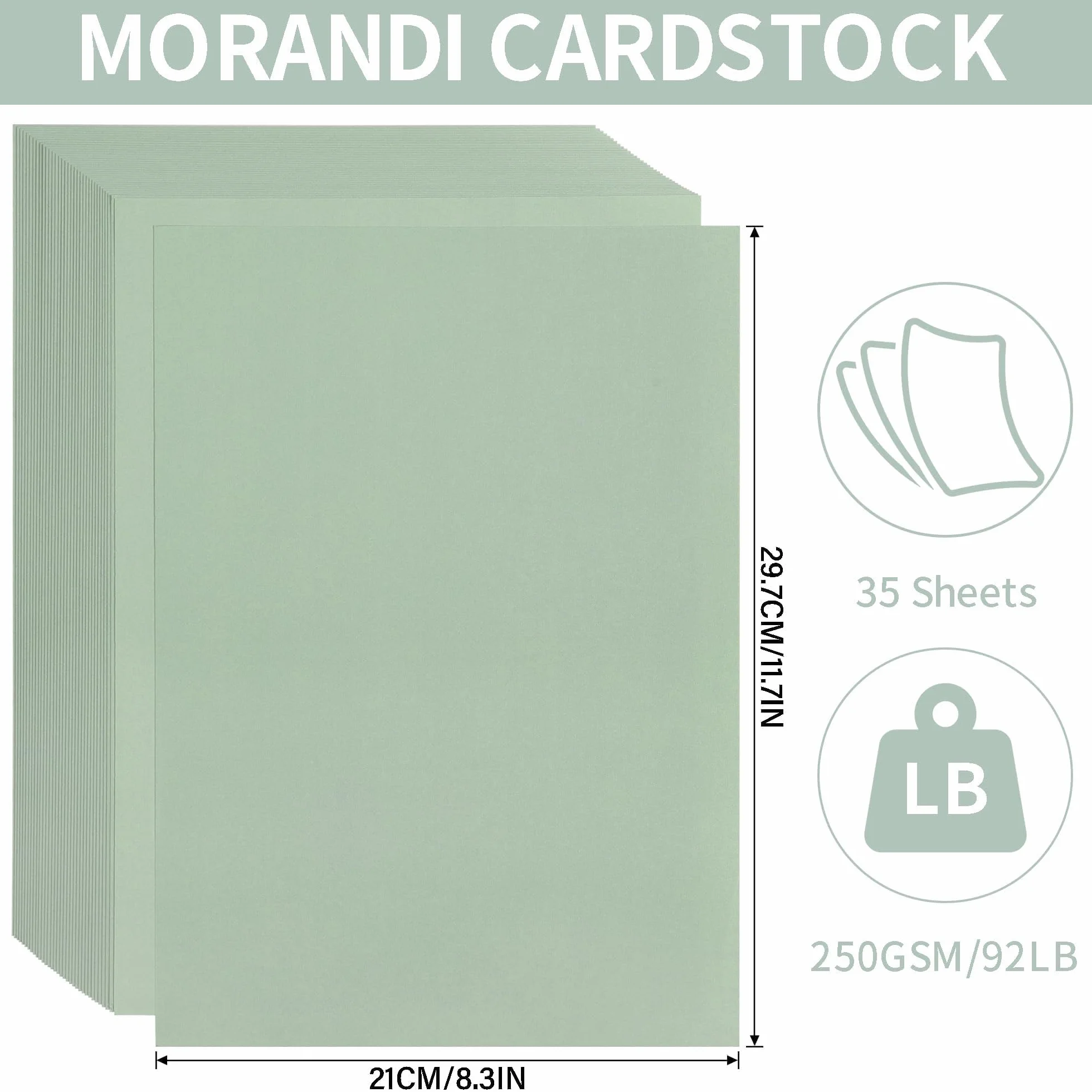 Carta Intensa Verde Salvia A4 Morandi 250GSM Fogli 35