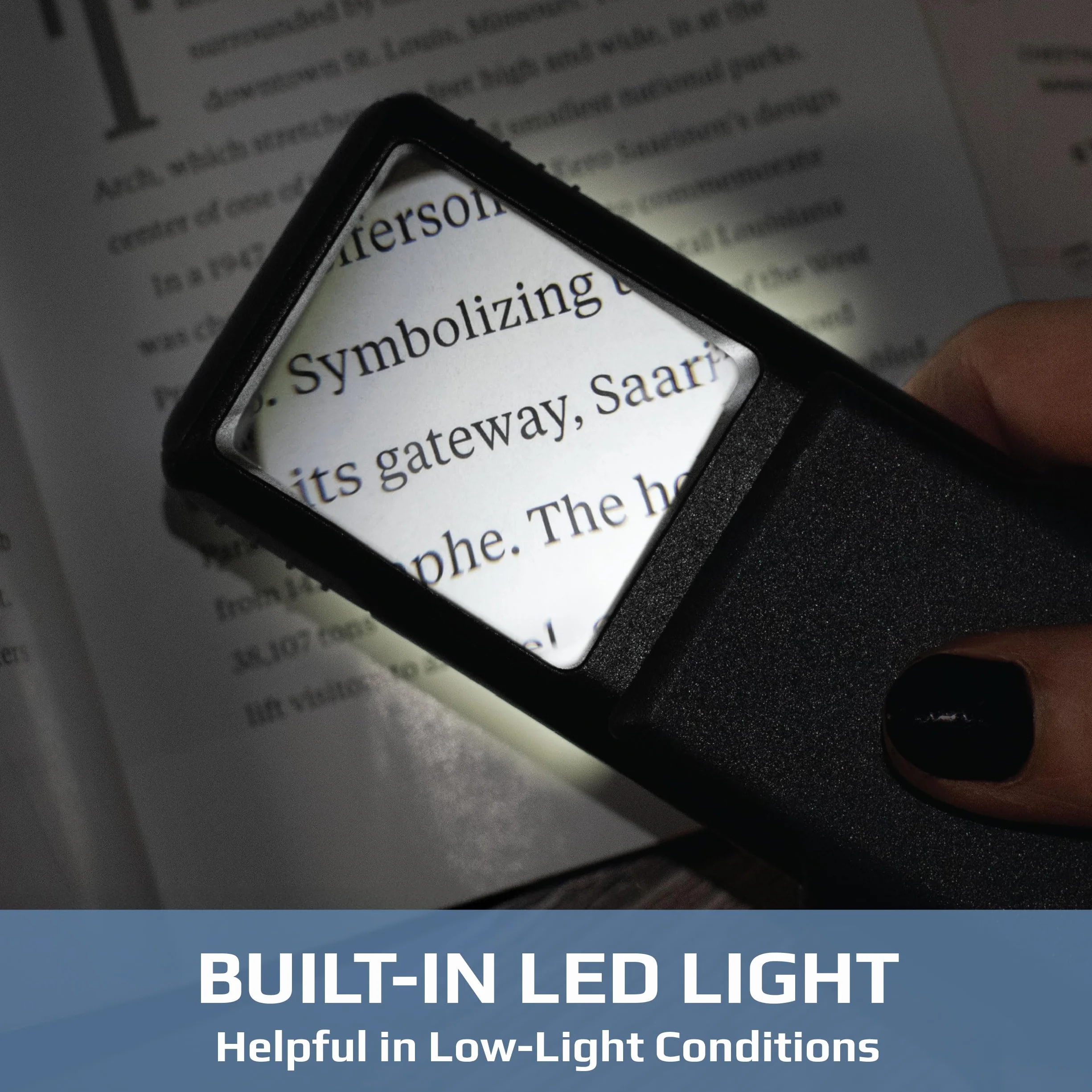 Carson MiniBrite 5x Lente d'Ingrandimento Tascabile con Luce LED Integrata e Custodia Scorrevole PO-55