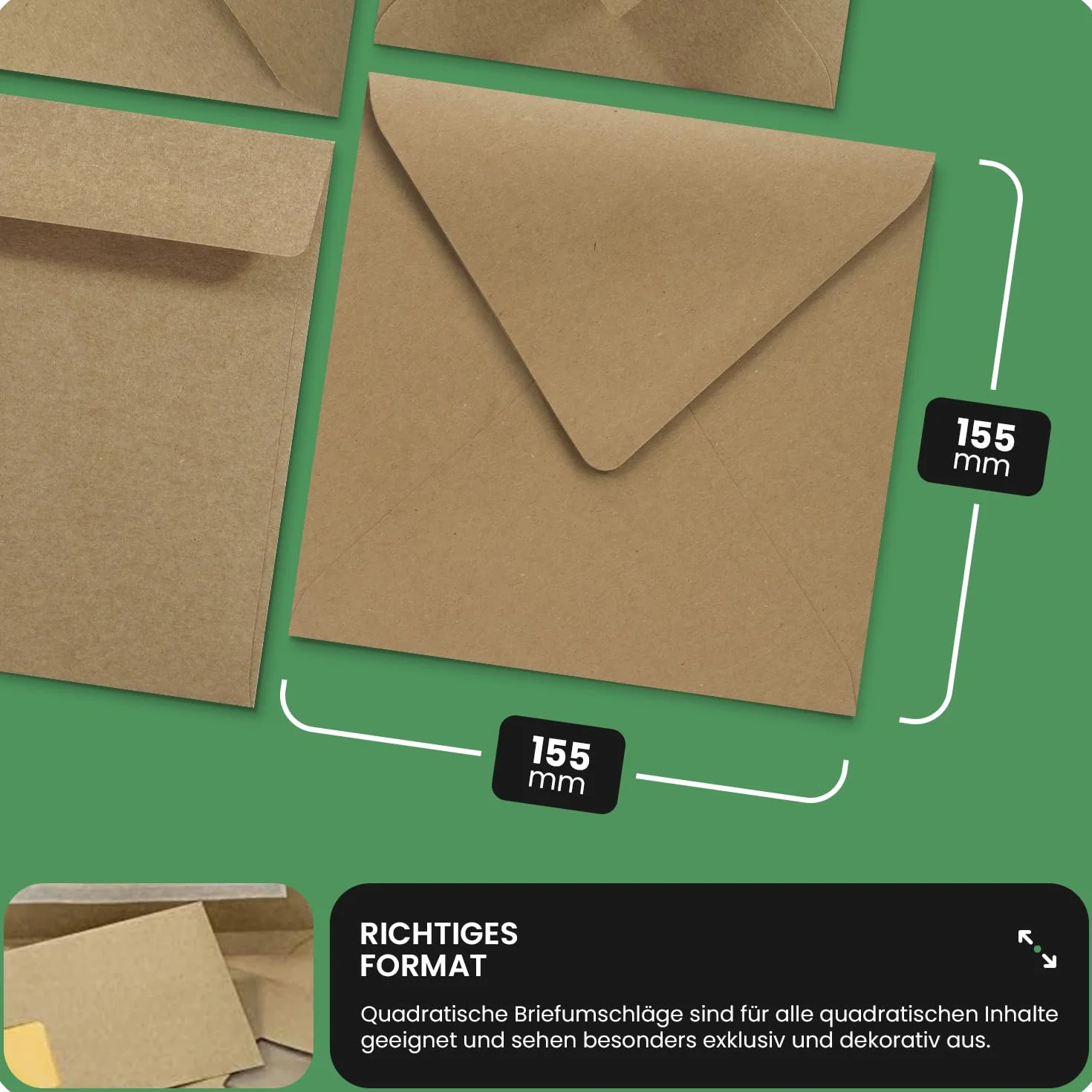 Aster Kraft buste quadrate carta kraft marrone 15,5 x 15,5 cm 100g Netuno 50