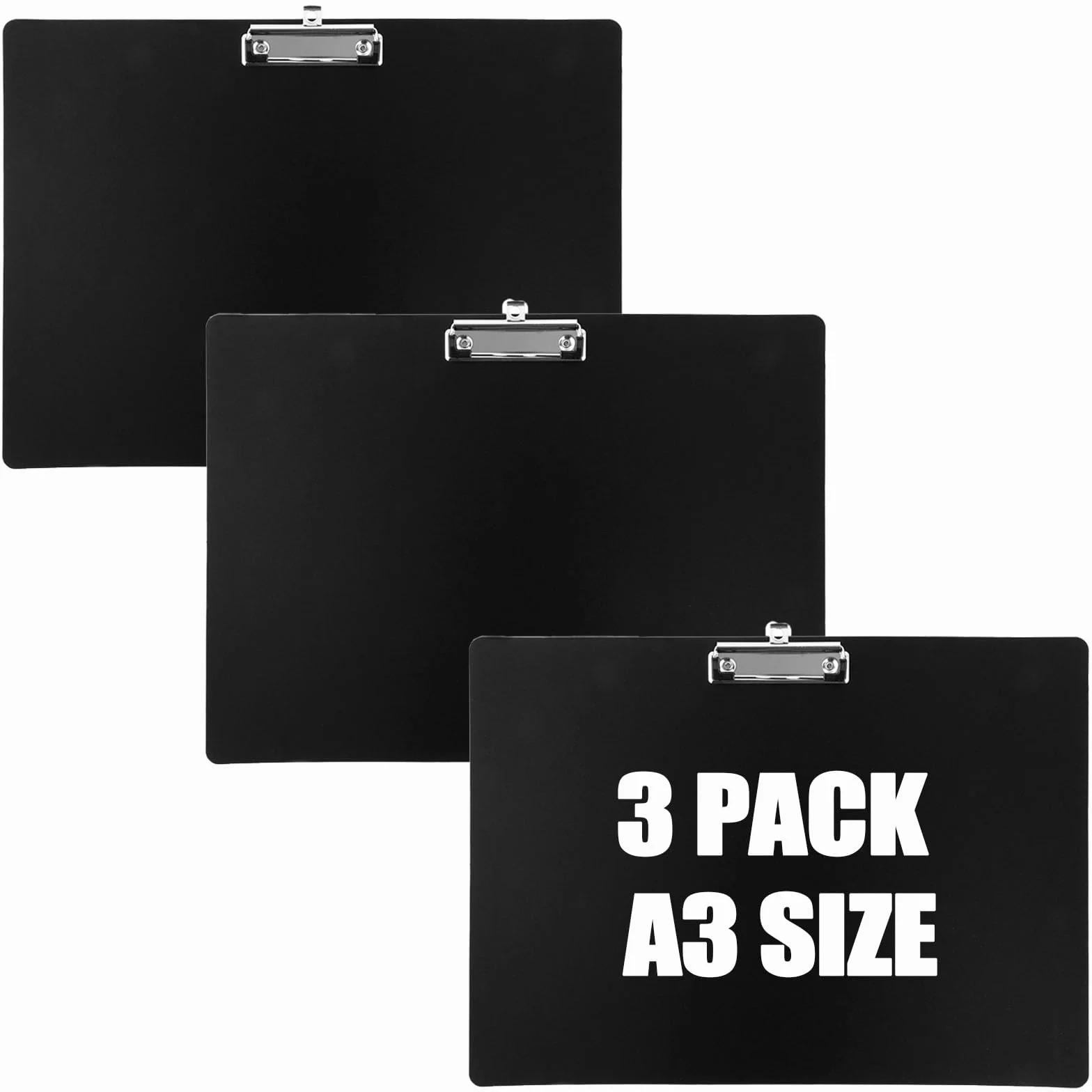 Portablocco A3, in plastica, 44 x 33 cm, nero, formato A3, per aule, uffici, studi medici