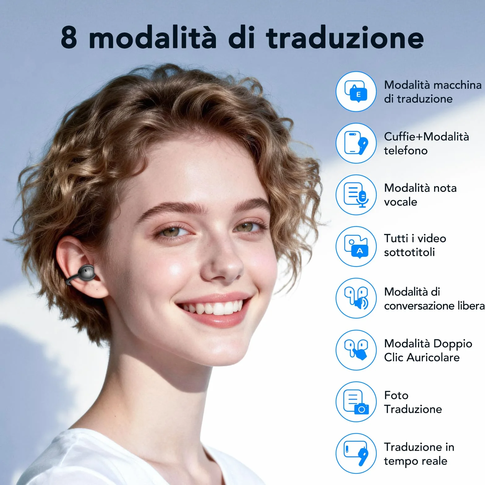 NE32 AI cuffie traduzione simultanea, auricolari per traduzione 3 in 1 per 150 lingue con app, 9 molità di traduzione,cuffie traduttore istantaneo, Cuffie Bluetooth 6.0 con schermo LCD, per viaggio.