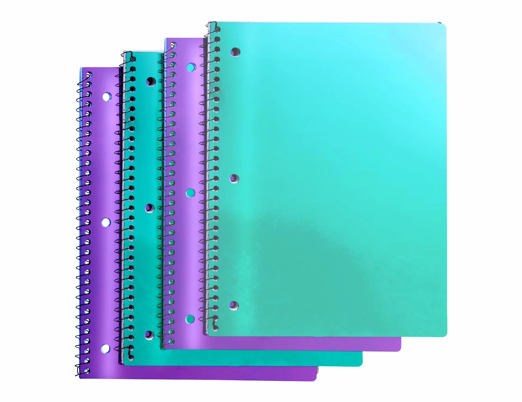 It's Academic Quaderno a spirale a righe, 1 soggetto, 80 fogli, viola metallizzato e verde acqua, confezione da 4 (21107-4 pezzi)