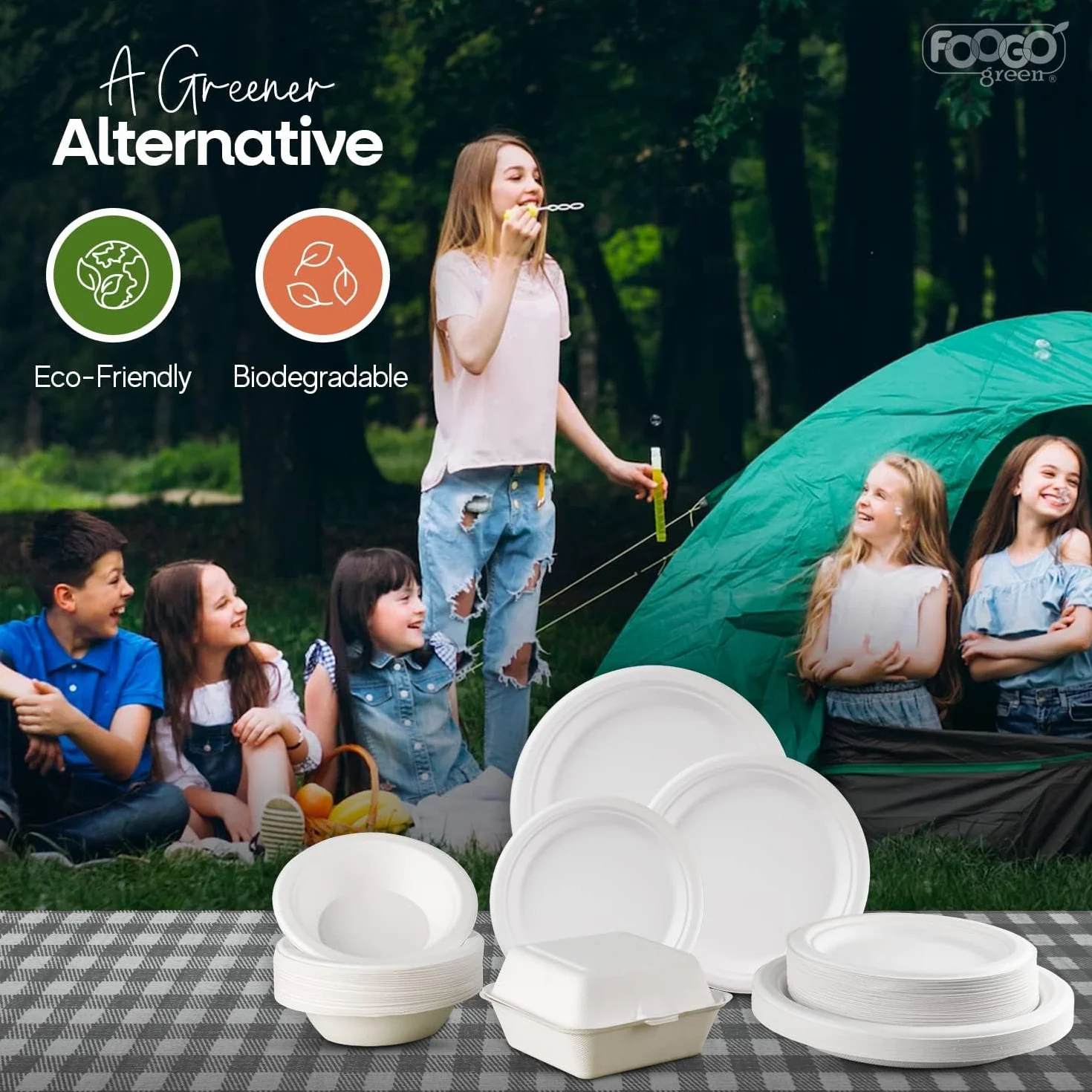 FOOGO Green 50 scatole per hamburger 15,2 cm 480 ml compostabili usa e getta