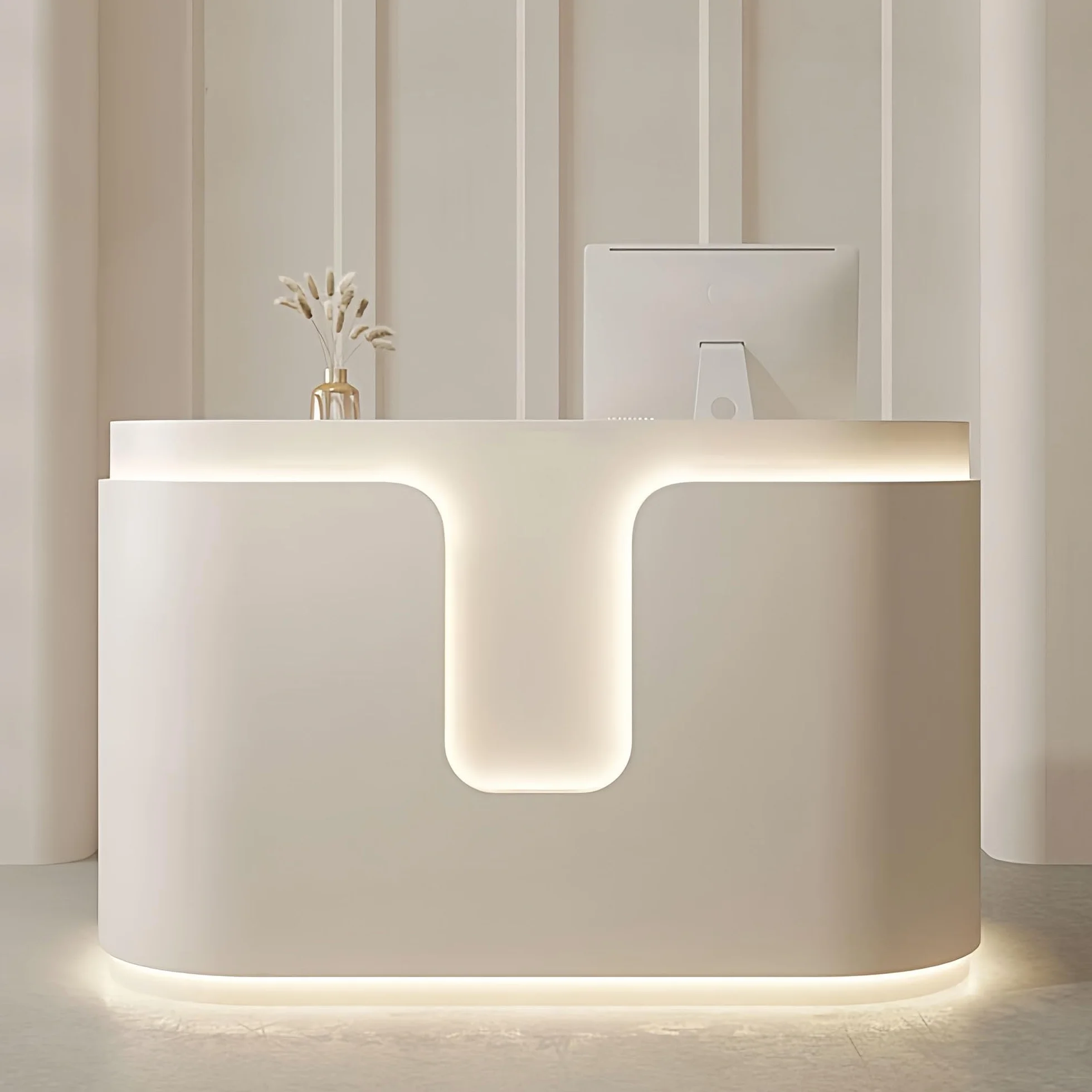 Bancone Reception Cassa Scrivania ufficio Moderno(Milky white,39.3 in)