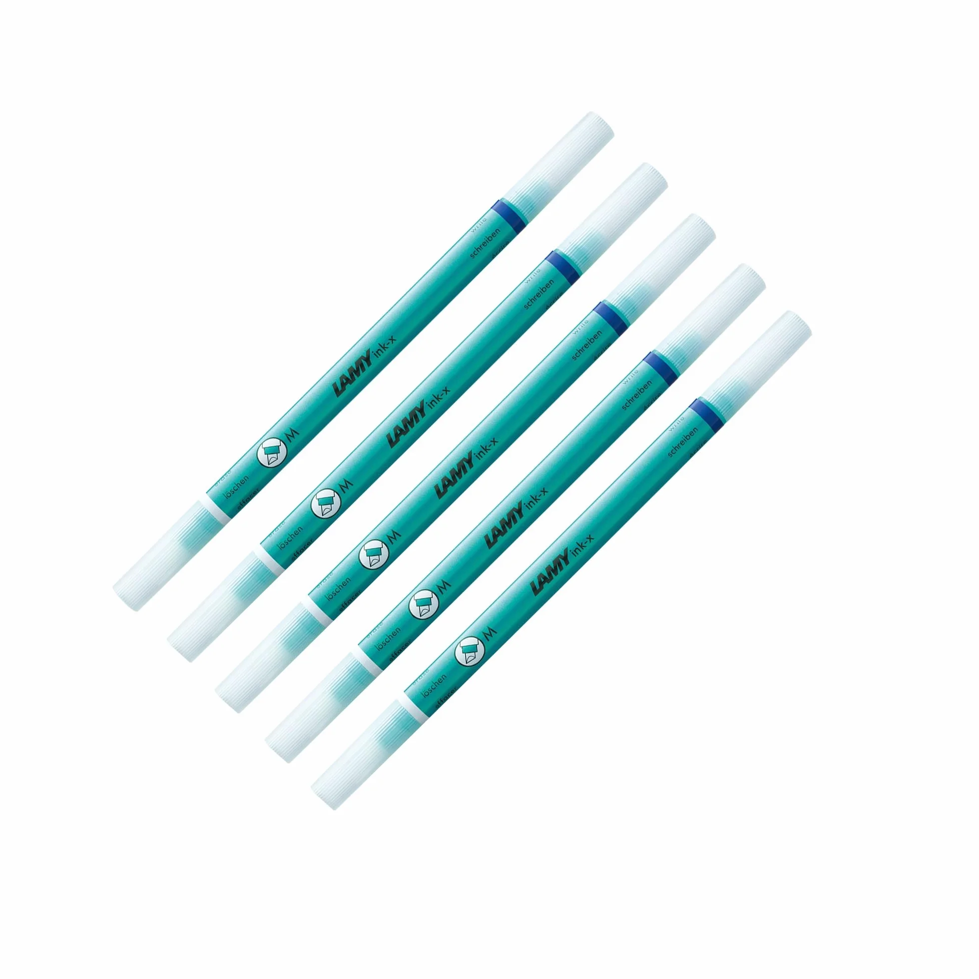 LAMY Zestaw 5 gumek plastikowych z końcówką do wycierania i korektorem – do wycierania atramentu niebieskiego