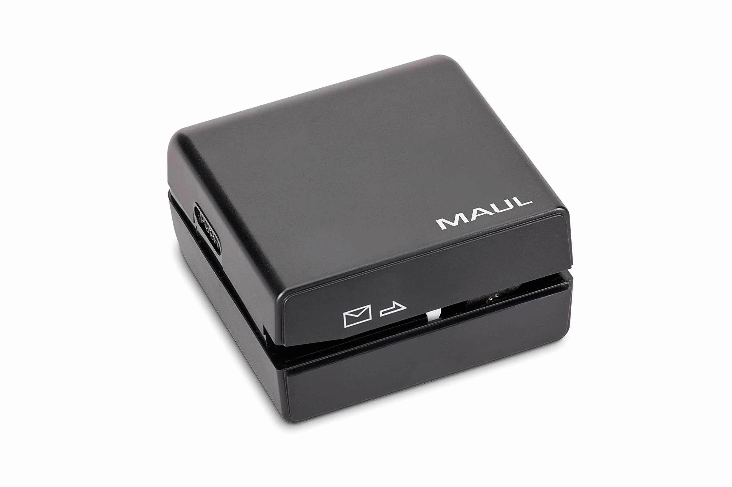 MAUL Apribuste elettrico nero cordless con batterie incluse | subito pronto all'uso, apertura rapida della posta, impugnatura pratica, lama in acciaio inox, corpo robusto