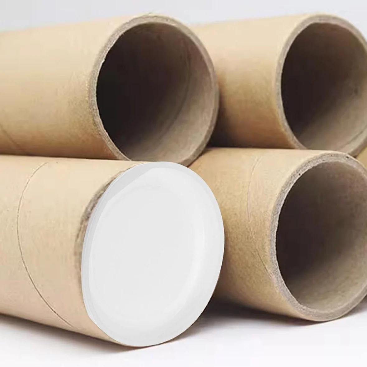GLEAVI Tappi Terminali Rotondi 50 Pezzi Plastica Bianca Protezione Tubi Cartone Kraft Spedizione