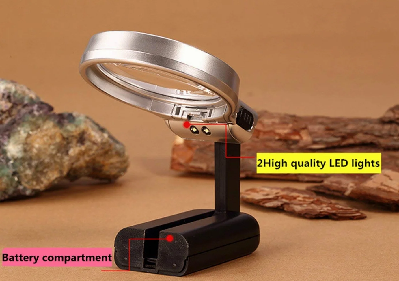 Lenti di ingrandimento, Lente di ingrandimento Pieghevole 3X a Mani libere con Lampada a LED, Lente di ingrandimento da Tavolo Portatile per Libri, giornali, mappe, Monet