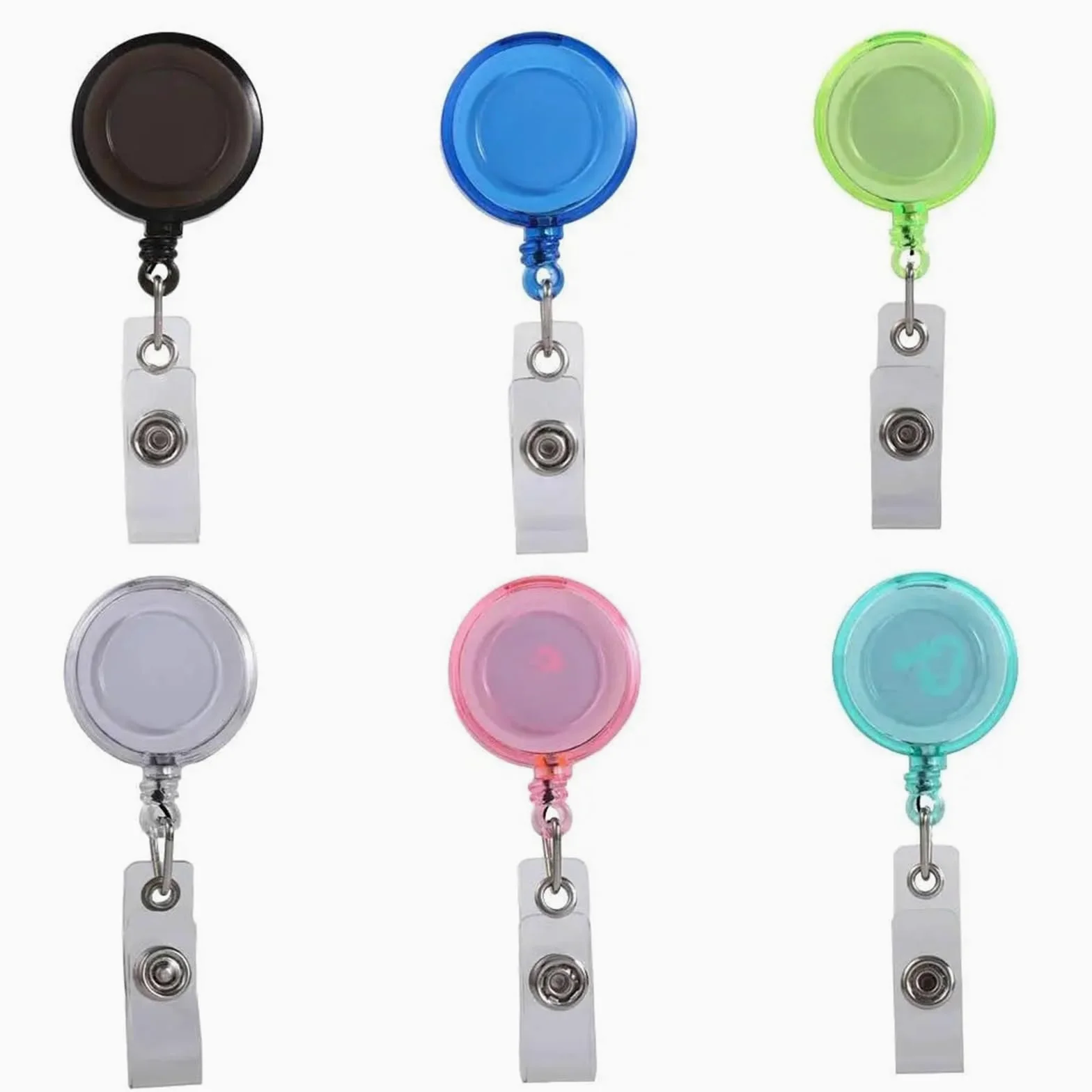 10 porta badge retrattili in plastica trasparente, con clip elastica, per studenti, carte di credito (blu)