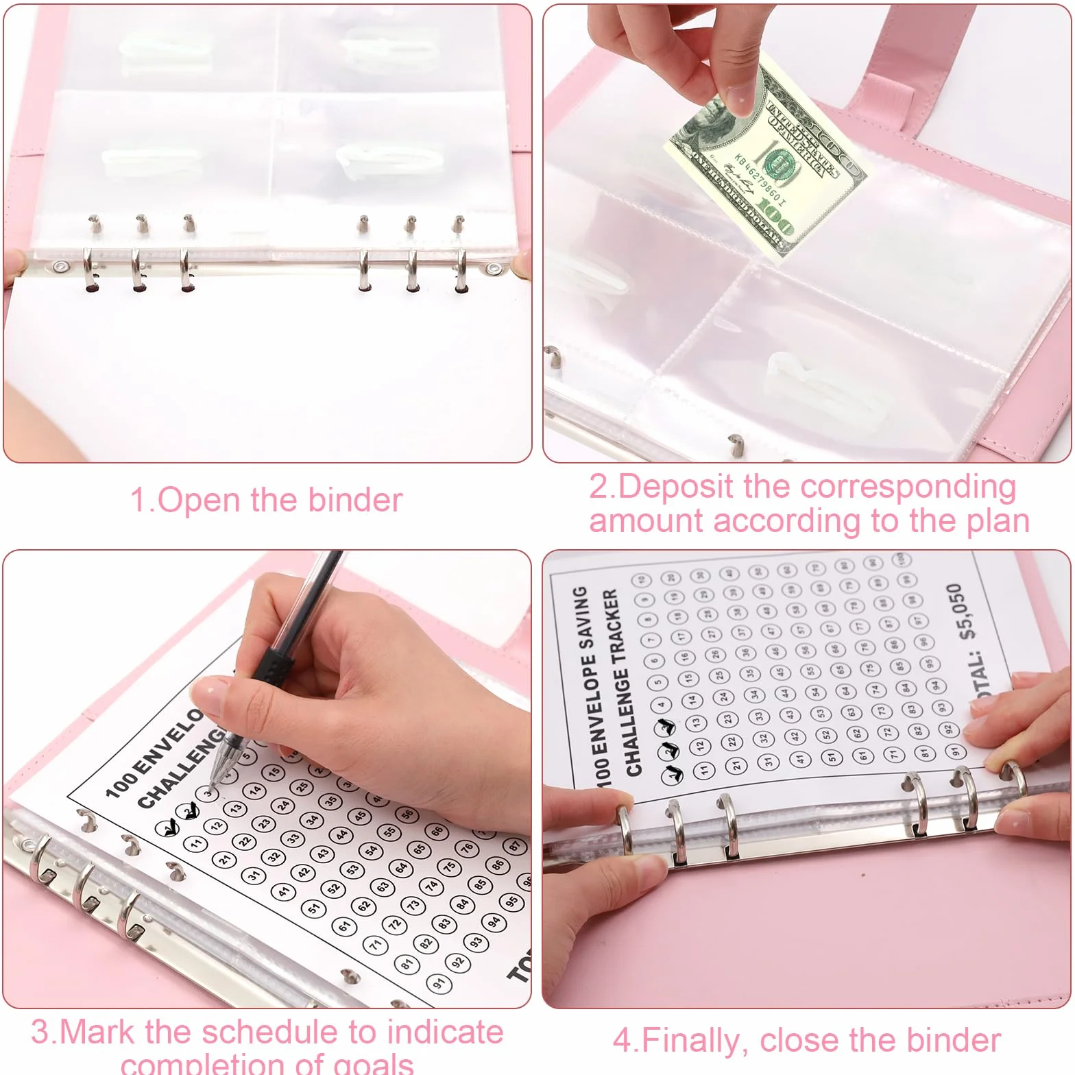 Bilancio Planner Tedesco A5 con Buste, Sfida Risparmio 5050 €, Envelope Saving Challenge
