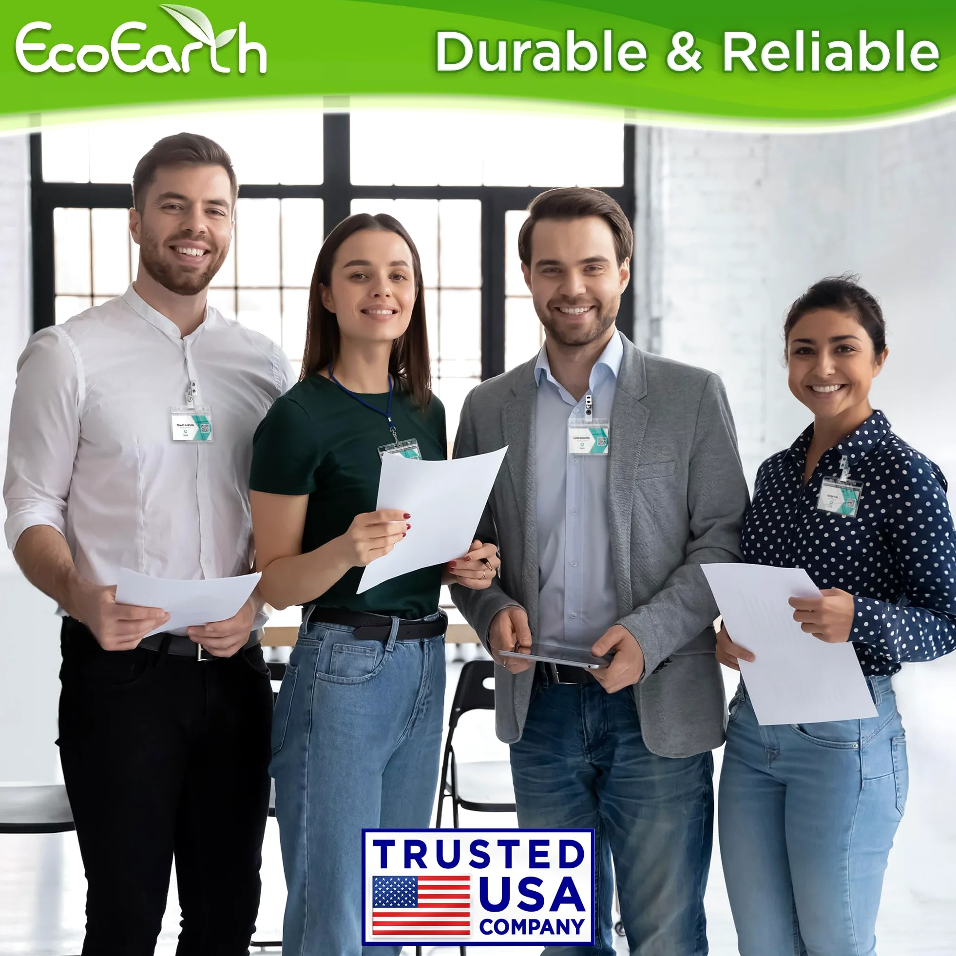 EcoEarth - Porta badge orizzontale in plastica, 2,25 x 3,5 mm
