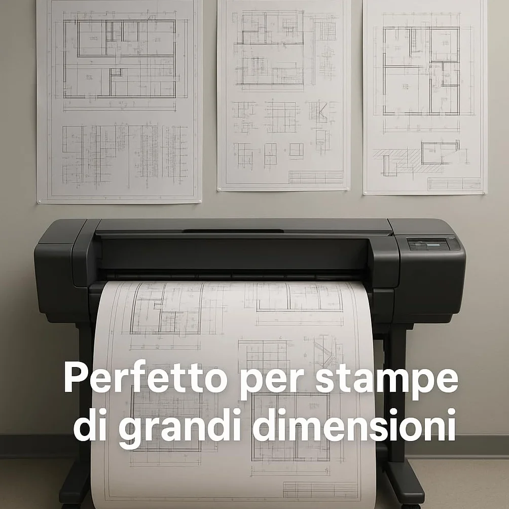 Carta Plotter 61cm x 100m per Xerografia | Carta Bianca Professionale ad Alta Resa | Superficie Liscia per Dettagli Nitidi e Senza Sbavature | Rotolo Uniforme per Plotter e Stampanti Tecniche
